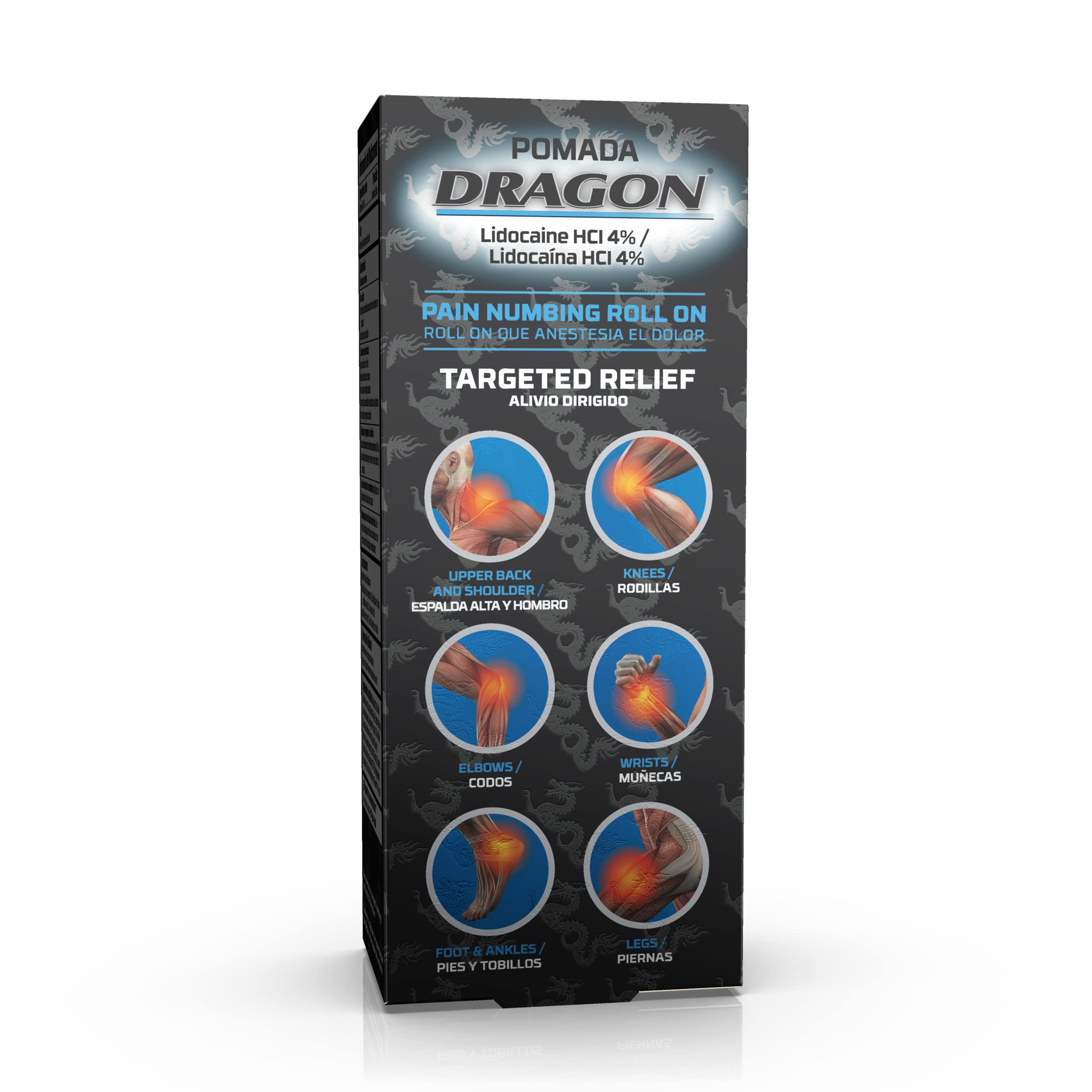 Dragon - POMADA, Maximum Strength- Pain Numbing & Long Lasting Pain Relief No Mess Applicator with Lidocaine Roll On, 2.5 oz, Pack of 3 Dragon Tabs Au supplements