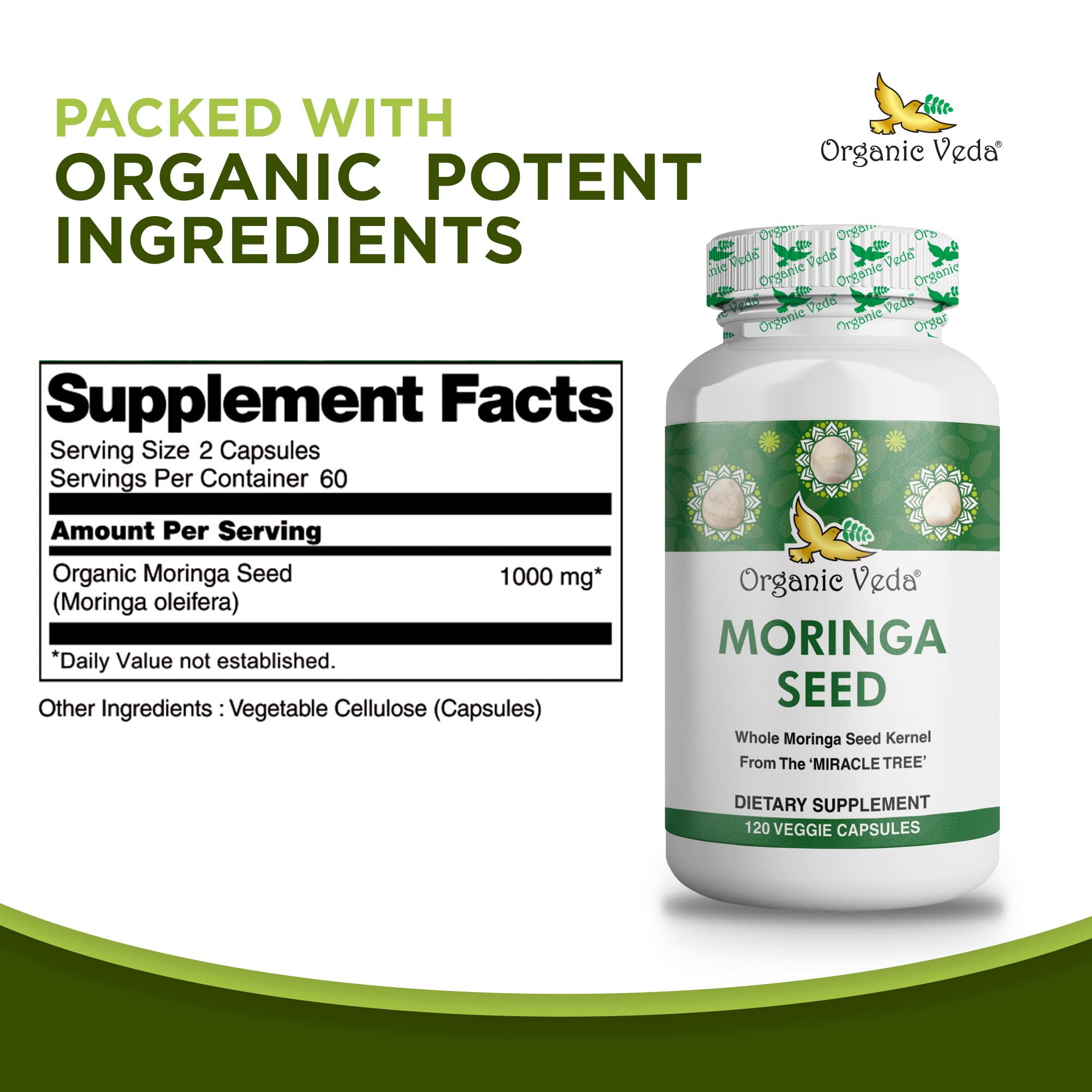 Organic Veda Moringa Seed Capsules - Pure Organic Moringa Capsules Seed Powder Organic Veda Au supplements
