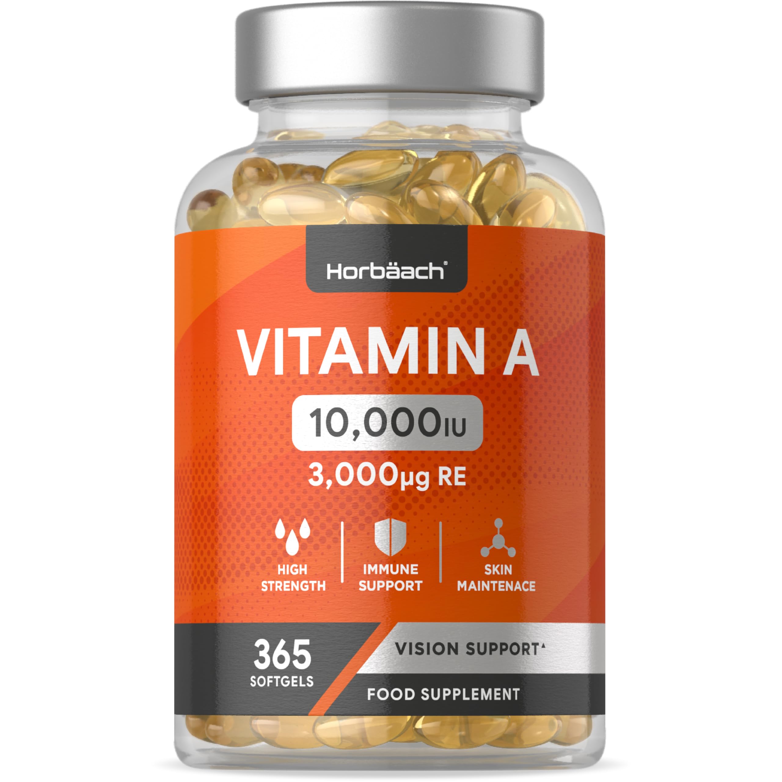 Vitamin A Capsules 10,000iu | 365 Count (1 Year Supply) | High Strength Vitamin A Supplem Horbäach Au supplements