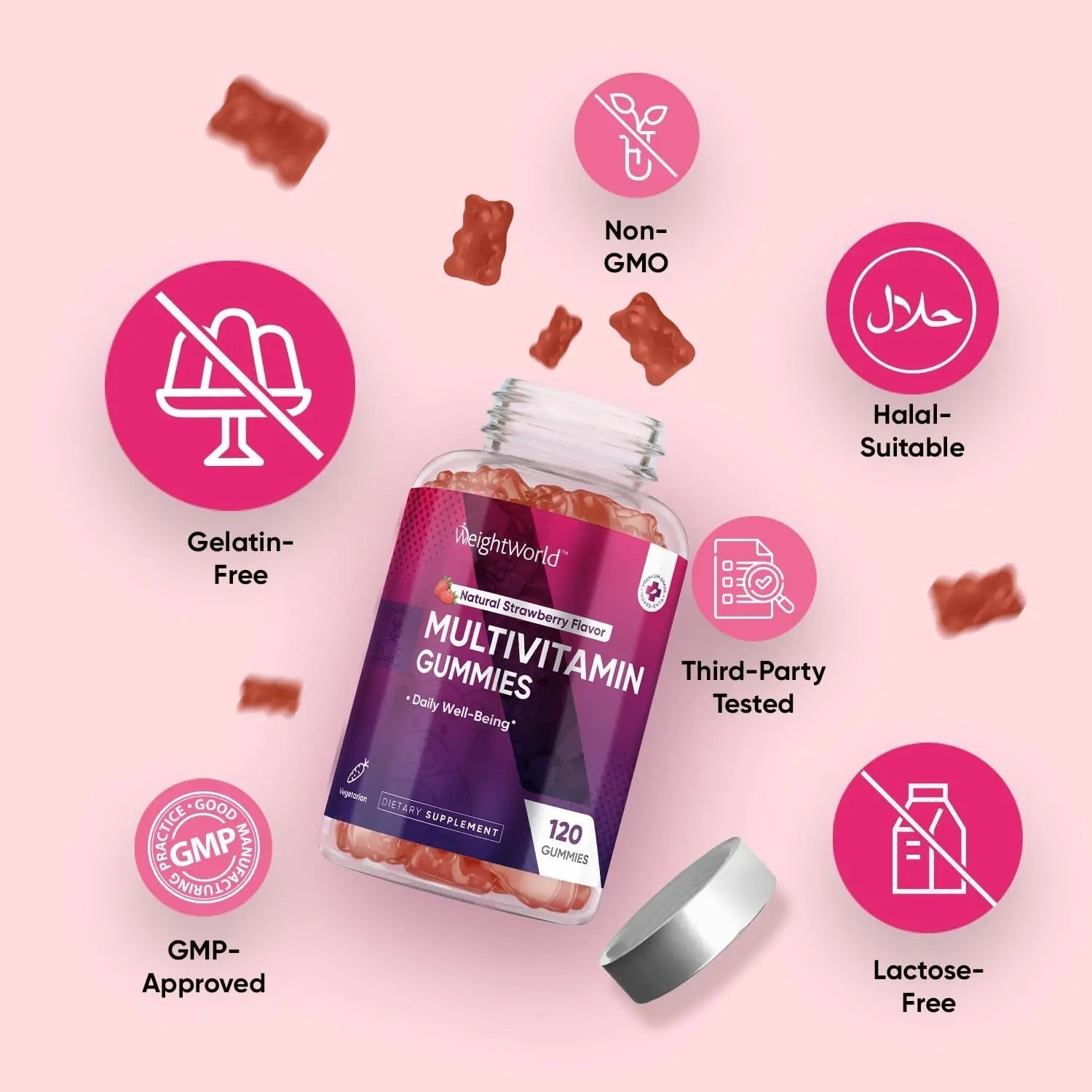 WeightWorld Adult Multivitamin Gummies for Women & Men of All Age - Halal-Suitable with Key Ingredients Like Vitamin A, C, D3, B6, B12 & Biotin WeightWorld Au supplements
