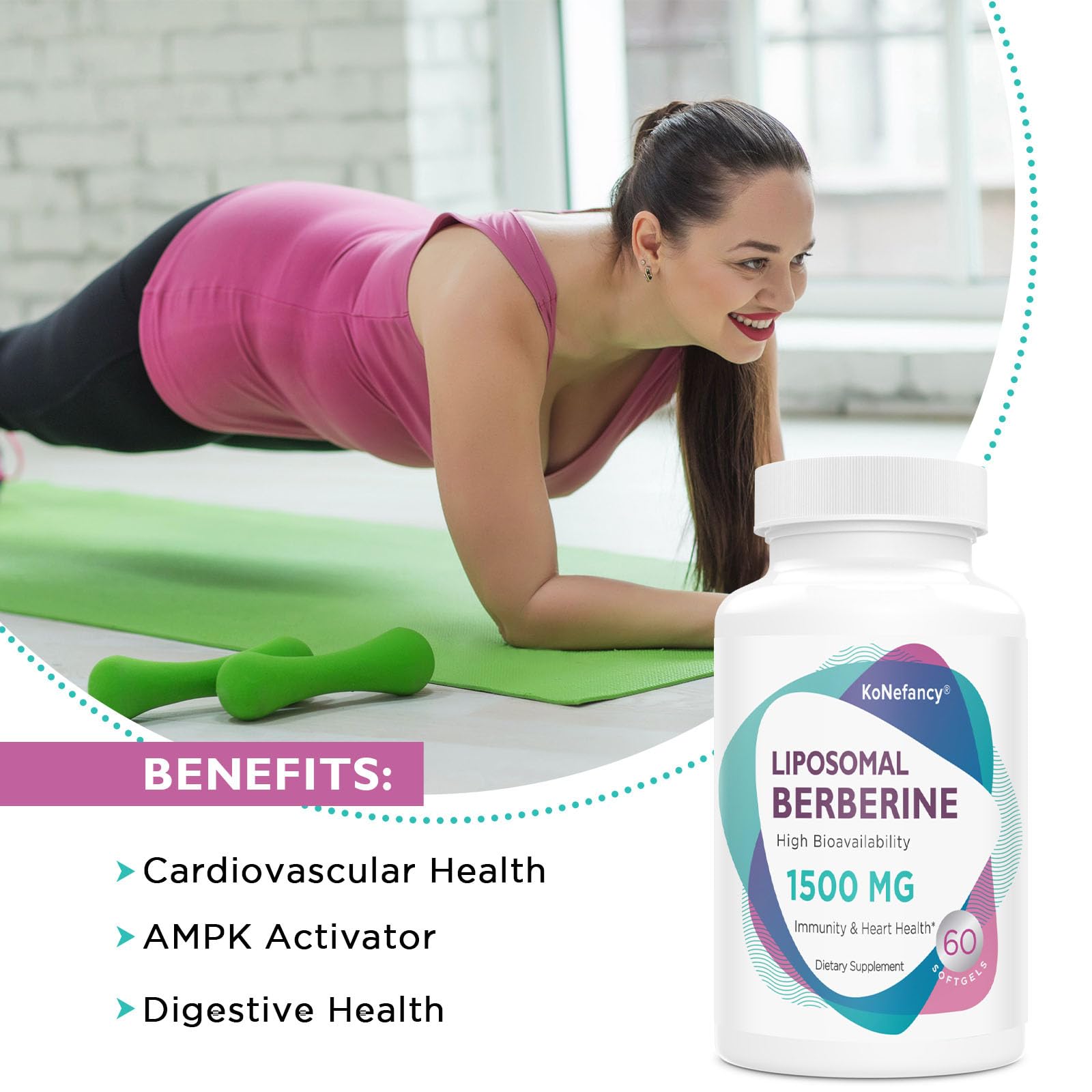 Berberine HCL Supplement 1500mg - High Bioavailability Liposomal Berberine Capsules KoNefancy Au supplements
