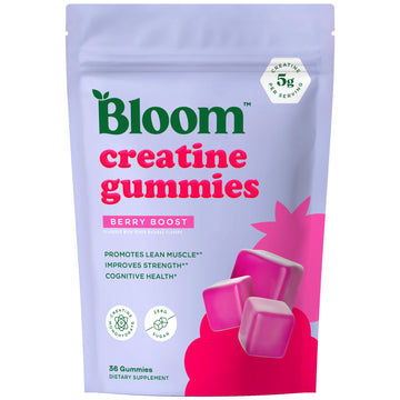 Bloom Creatine Monohydrate Gummies, 5g Per Serving, Sugar Free Creatine Gummy for Workout, Strength, Cognitive Health & Lean Muscle Support, Gluten Free & Non GMO, Berry Boost, 36 Gummies, 12 SVG Bloom Nutrition Au supplements
