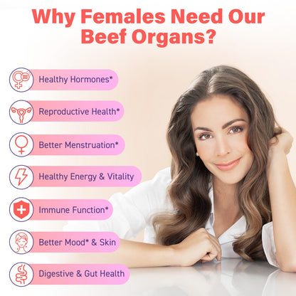 (180 Gummies) Beef Organ Supplement for Women - 5300mg Beef Liver, Kidney, Uterus & 10 More, for Hormone Balance, Menstruation, Energy, Immunity, Gut & Skin Health - 100% Grass Fed & Pasture Raise FepoukakAu supplements