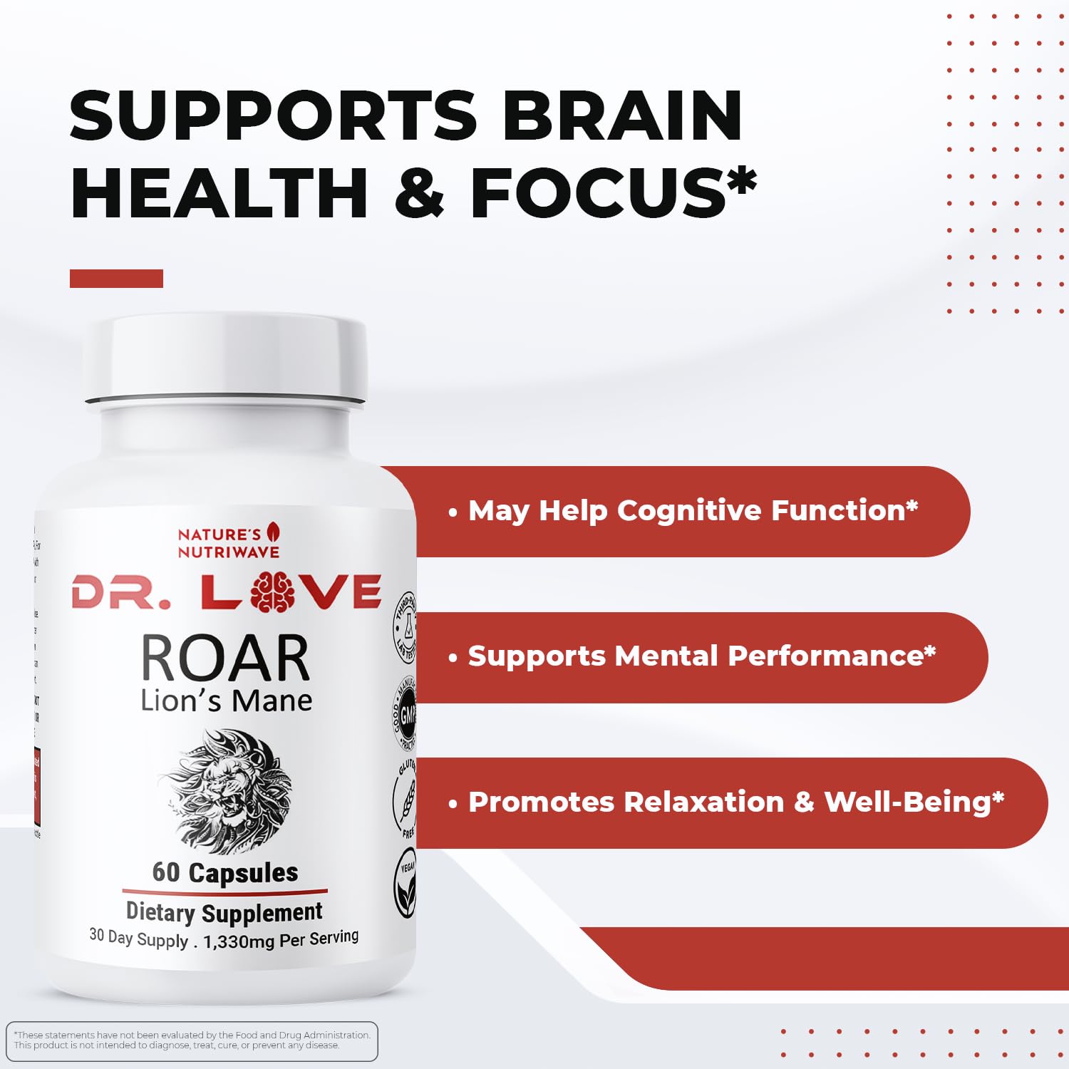 Nature’s NutriWave Dr. Love Roar Lion’s Mane Mushroom Supplement – Plant-Based Formula with Cordyceps, Reishi & Shiitake – Vegan, Gluten-Free, GMP Certified, Made in USA – 60 Capsules, 1 Month Supply Nature’s NutriWave Au supplements