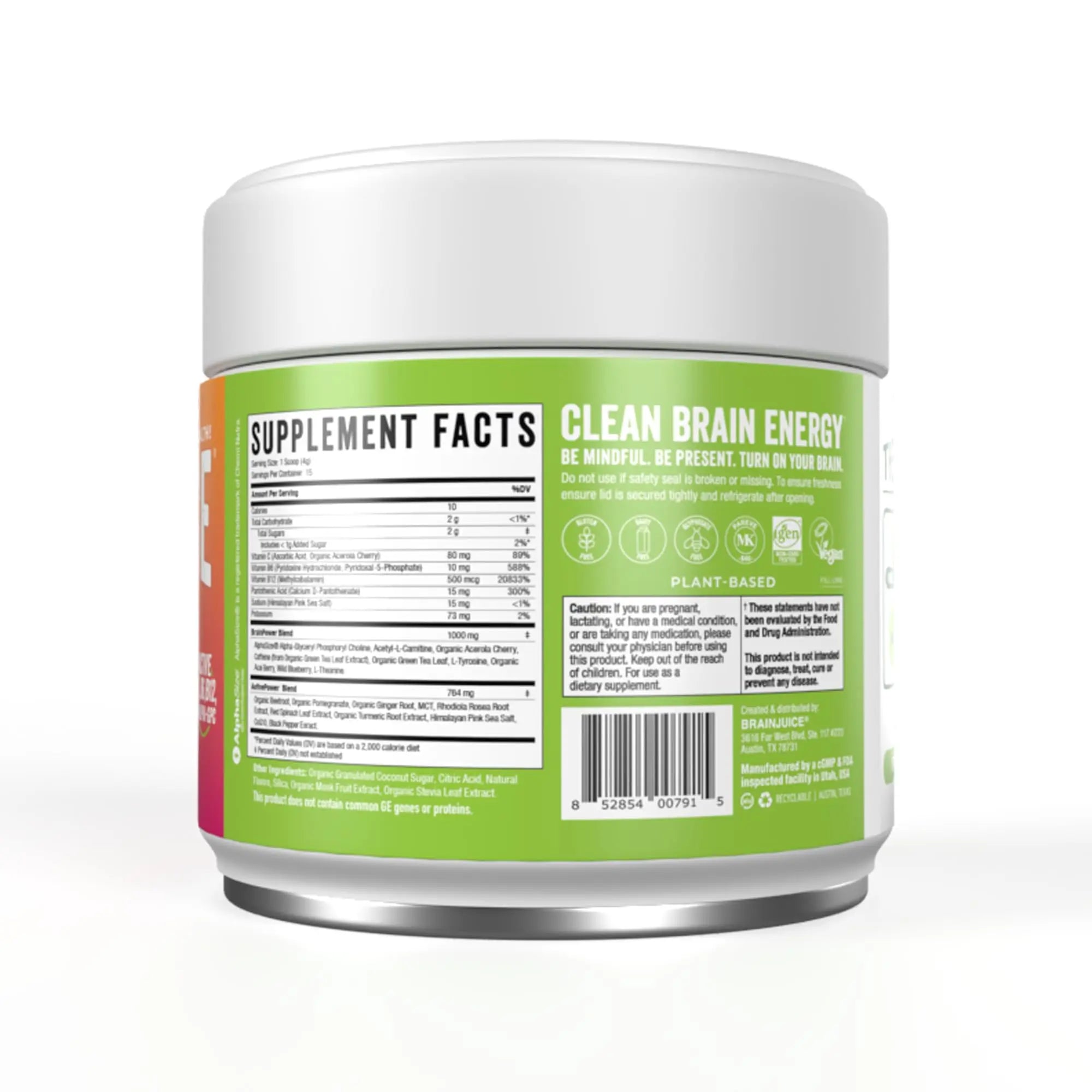 BrainJuice Nootropics Brain Support Supplement, Gluten Free Powder for Energy and Focus, Pre Workout w/Alpha GPC, Vitamin B & Organic Green Tea Extract Caffeine, Active Pomegranate Acai, 15 Servings BrainJuice Au supplements