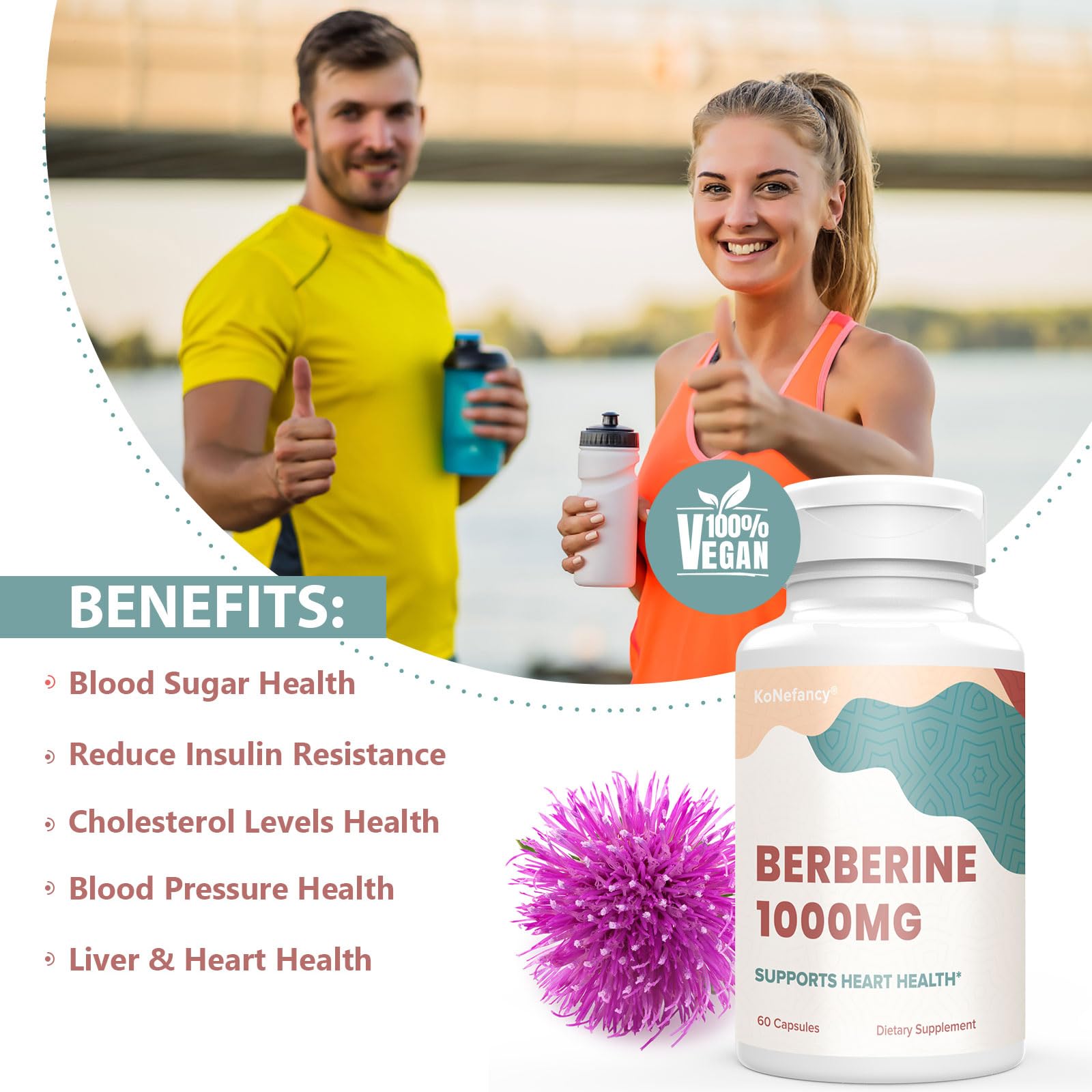 KoNefancy Berberine HCL Supplement 1000mg, High Absorption Berberine Plus Vegan KoNefancy Au supplements