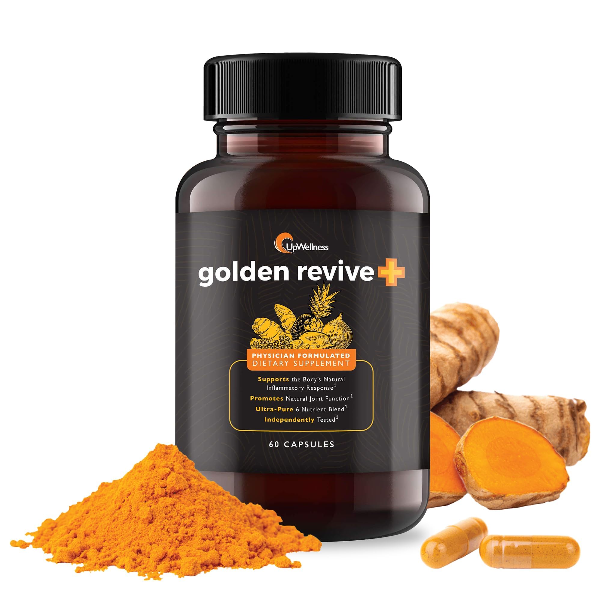 UpWellness Golden Revive + Joint Support Supplement Featuring Turmeric with Black Pepper, Quercetin, and Magnesium- Turmeric Boswellia Supplement - 6 Active Ingredients for Joint Care - 60 Capsules UpWellness Au supplements