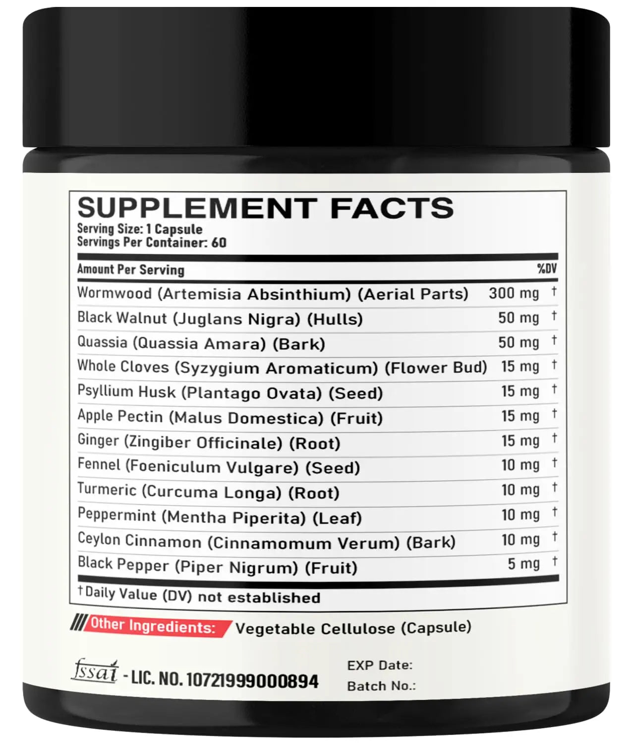 DEDICAD 12in1 Wormwood Capsules Black Walnut Cloves, Ginger, Turmeric Curcumin & Black Pepper - Immune System - 60 Capsules DEDICAD Au supplements