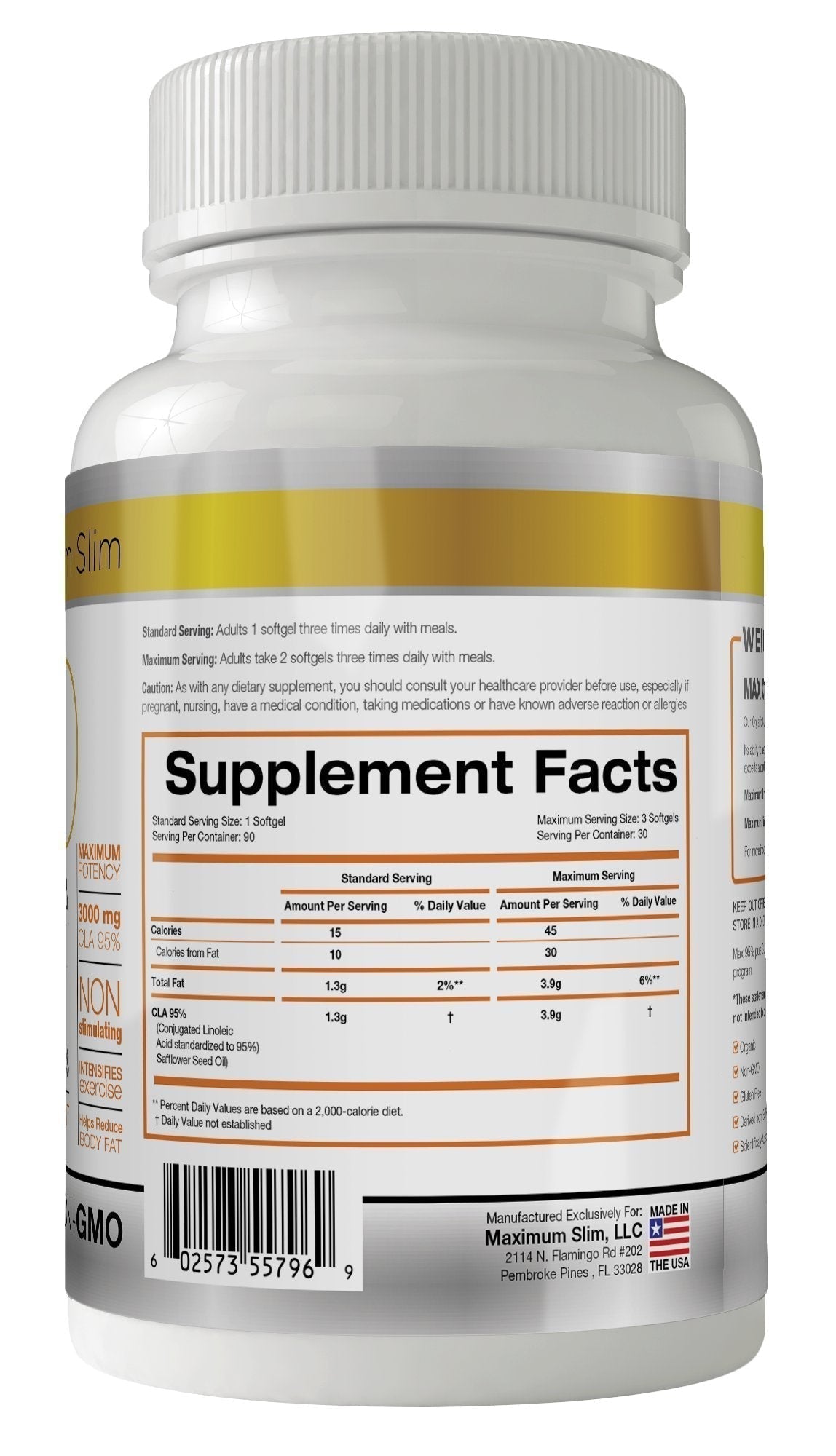 MAX CLA 3000, High Potency, Natural Weight Loss Exercise Enhancement, Increase Lean Maximum Slim Au supplements
