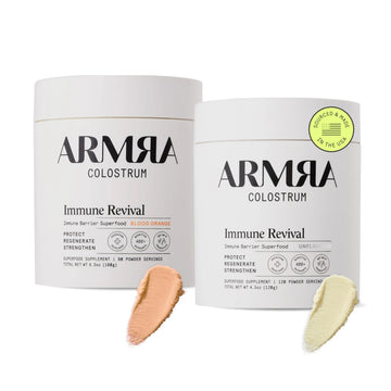 ARMRA Colostrum™ Premium Powder, Grass Fed, Gut Health Bloating Immunity Skin & Hair, Contains 400+ Bioactive Nutrients, Potent Bioavailable, Keto, Gluten & Fat Free (Unflavored and Blood Orange Jars) ARMRA Au supplements