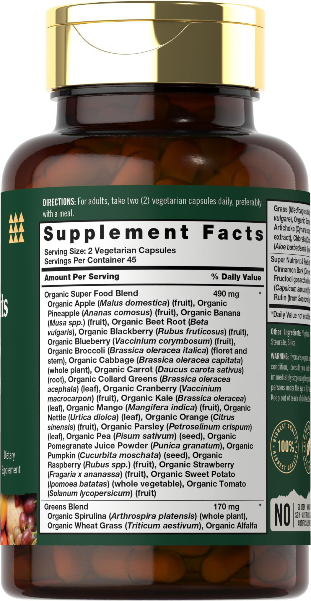 Tahoe Nutritionals Super Fruits and Veggies Capsules | 90 Count | Vegetarian, Non-GMO and Gluten Free Supplement Tahoe Nutritionals Au supplements