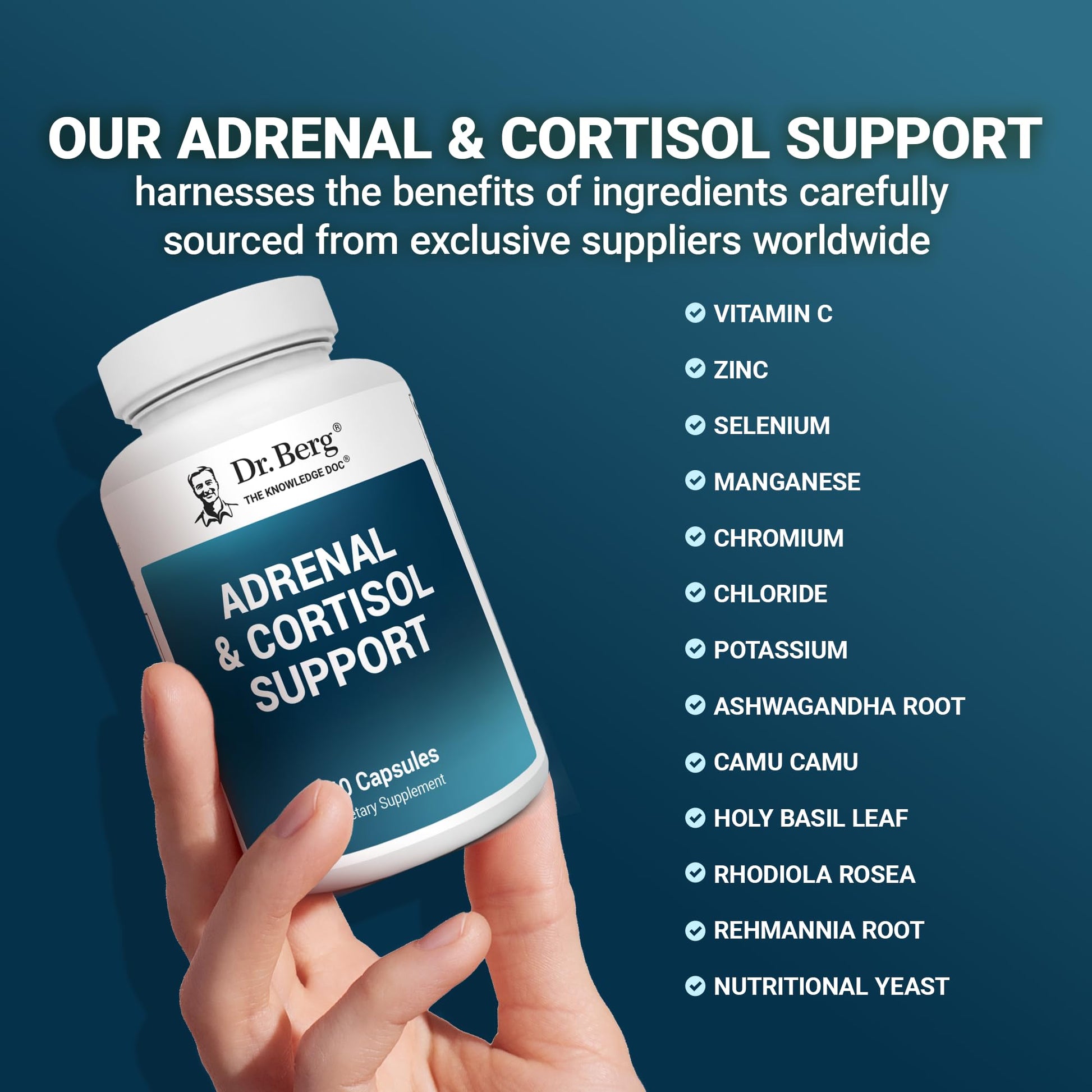 Dr. Berg Adrenal & Cortisol Capsules - Adrenal Supplement & Cortisol Manager - Mood, Focus, Relaxation and Stress Support - Adrenal Supplements with Ashwagandha Extracts - 60 Capsules Dr. Berg Nutritionals Au supplements
