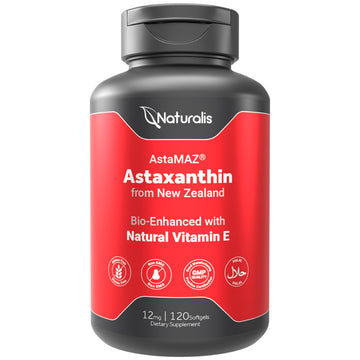 Naturalis New Zealand Astaxanthin (12mg) | Enhanced with Natural Vitamin E | Non-GMO, Soy & Gluten Free | 120 Softgels (4 Month Supply) Naturalis Au supplements