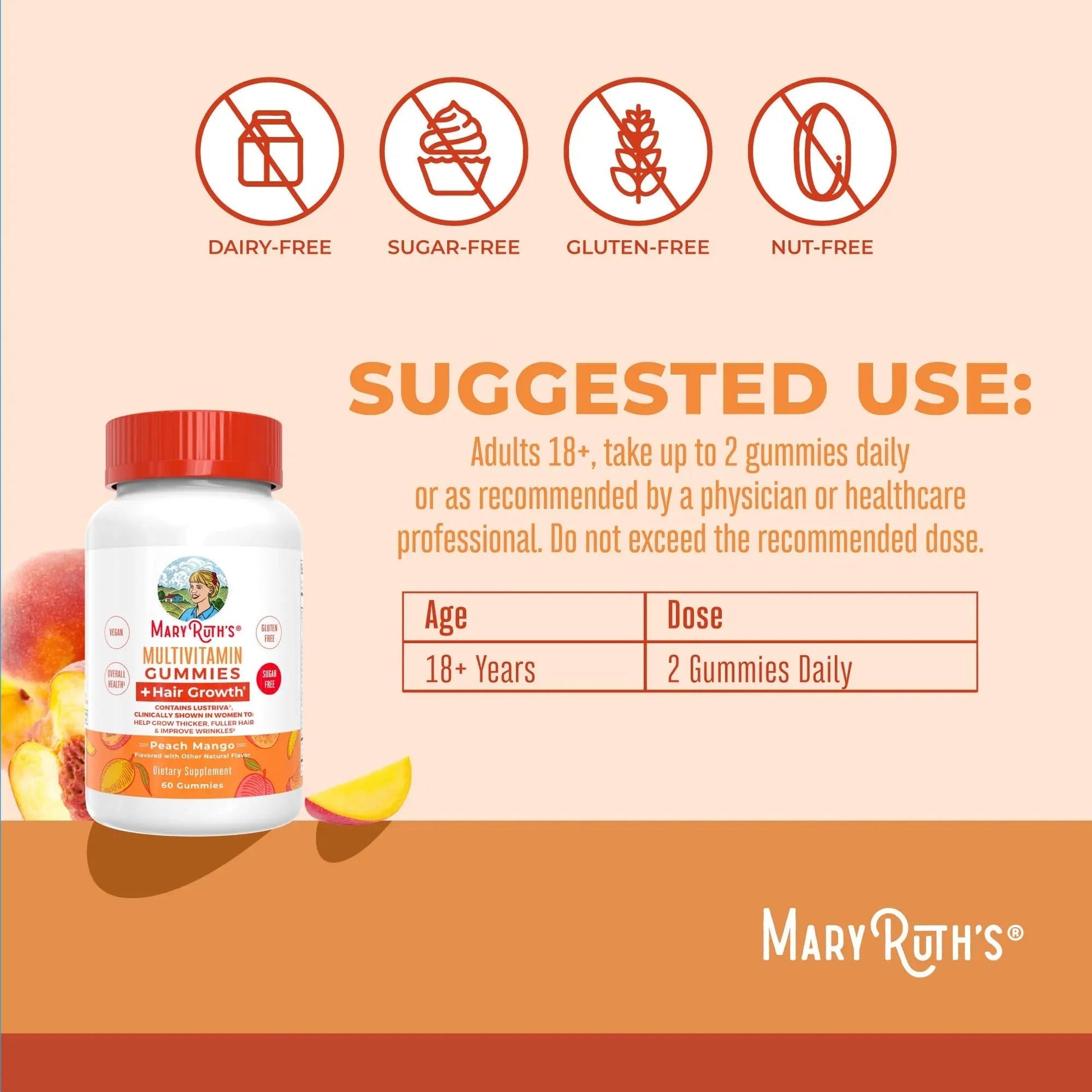 MaryRuth's Multivitamin + Hair Growth Gummies | with Lustriva® | Biotin 10000mcg | B Vitamins | Formulated for Thicker Hair MaryRuth Organics Au supplements