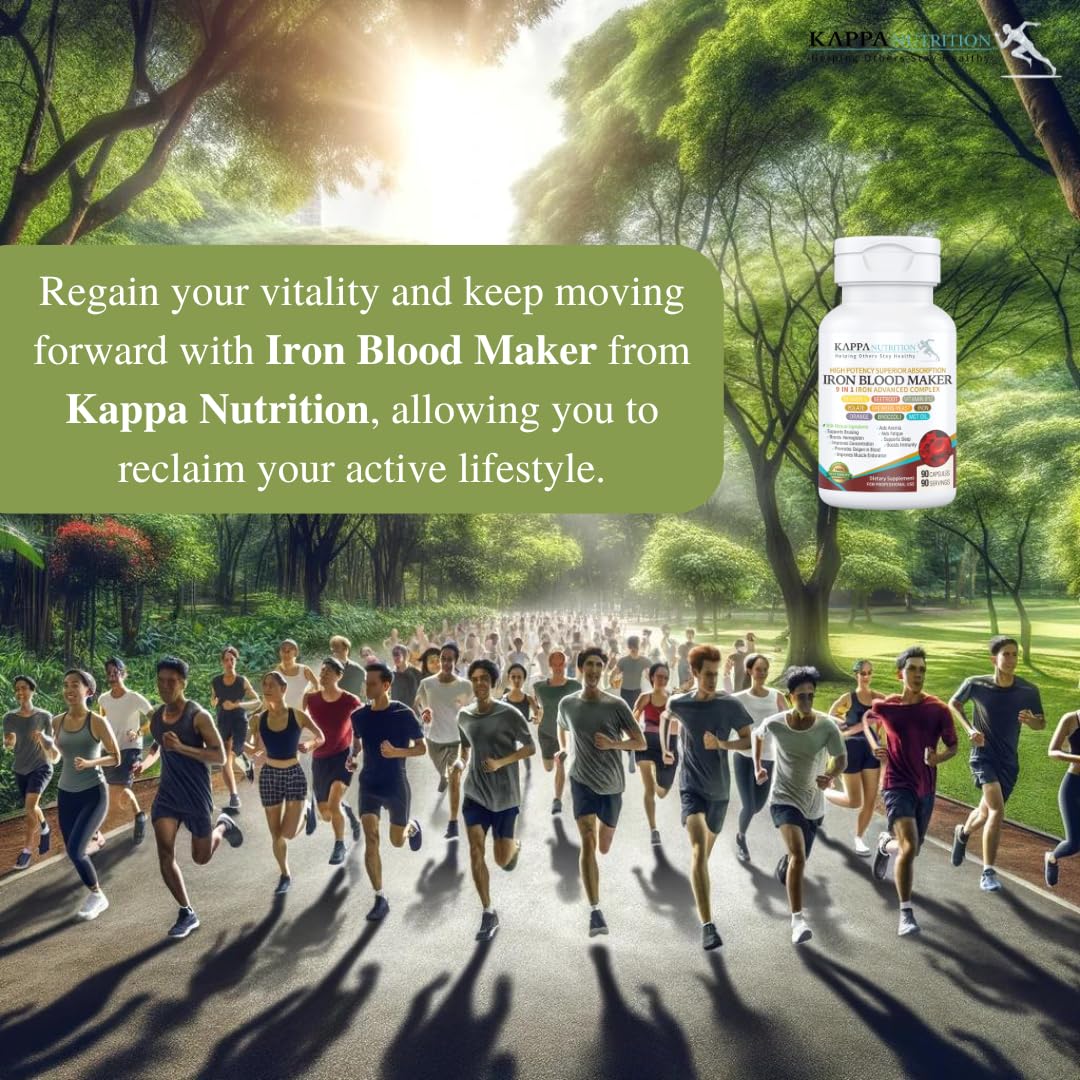 KAPPA NUTRITION Iron 26mg, Vitamin C & Orange 150mg, Folate 667mcg DFE, Vitamin B12, Beetroot, Brewers Yeast, Broccoli & MCT Oil 9 in 1 Advanced Complex (60 Capsules) KAPPA NUTRITION Au supplements