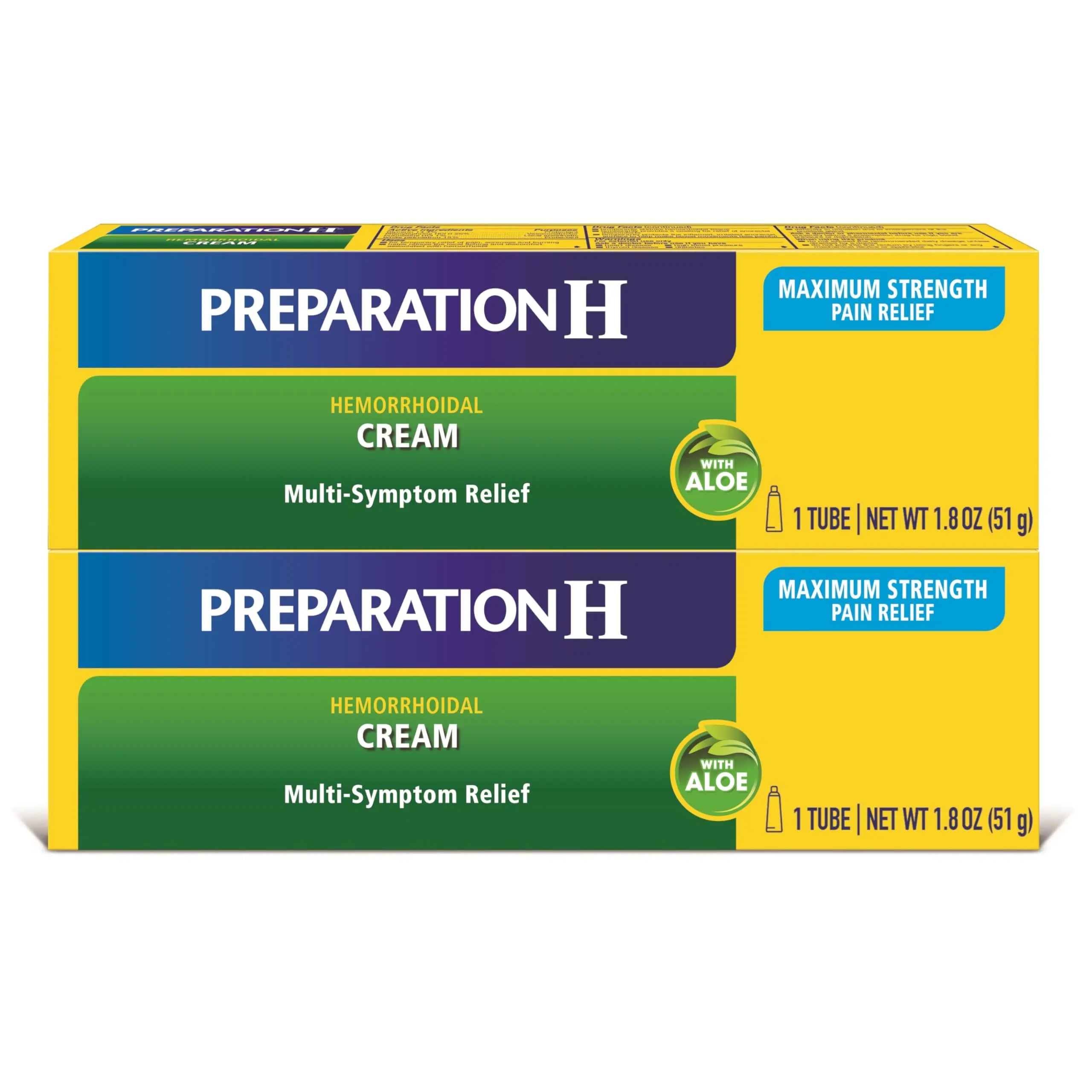 Preparation H Hemorrhoid Symptom Treatment Cream (2 x 1.8 Ounce Tube), Maximum Strength Multi-Symptom Pain Relief with Aloe Preparation H Au supplements