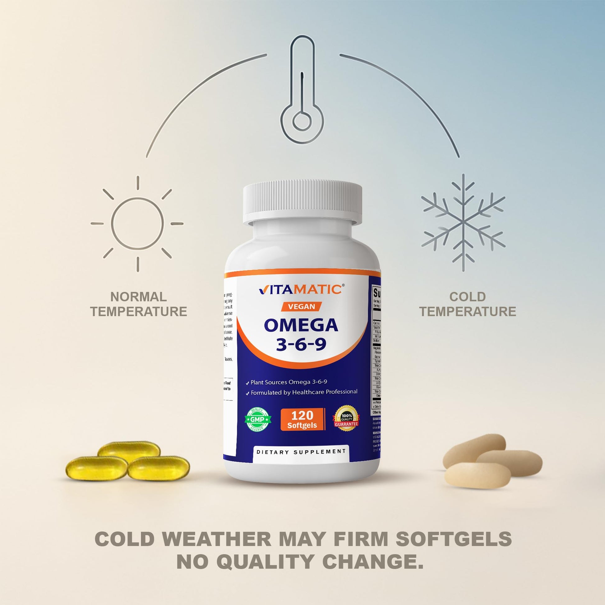 Vitamatic Vegan Omega 3-6-9 Complex 1250mg | Flaxseed, Olive, Borage & Algae Oils | Plant-Based Omegas | 120 Softgels Vitamatic Au supplements