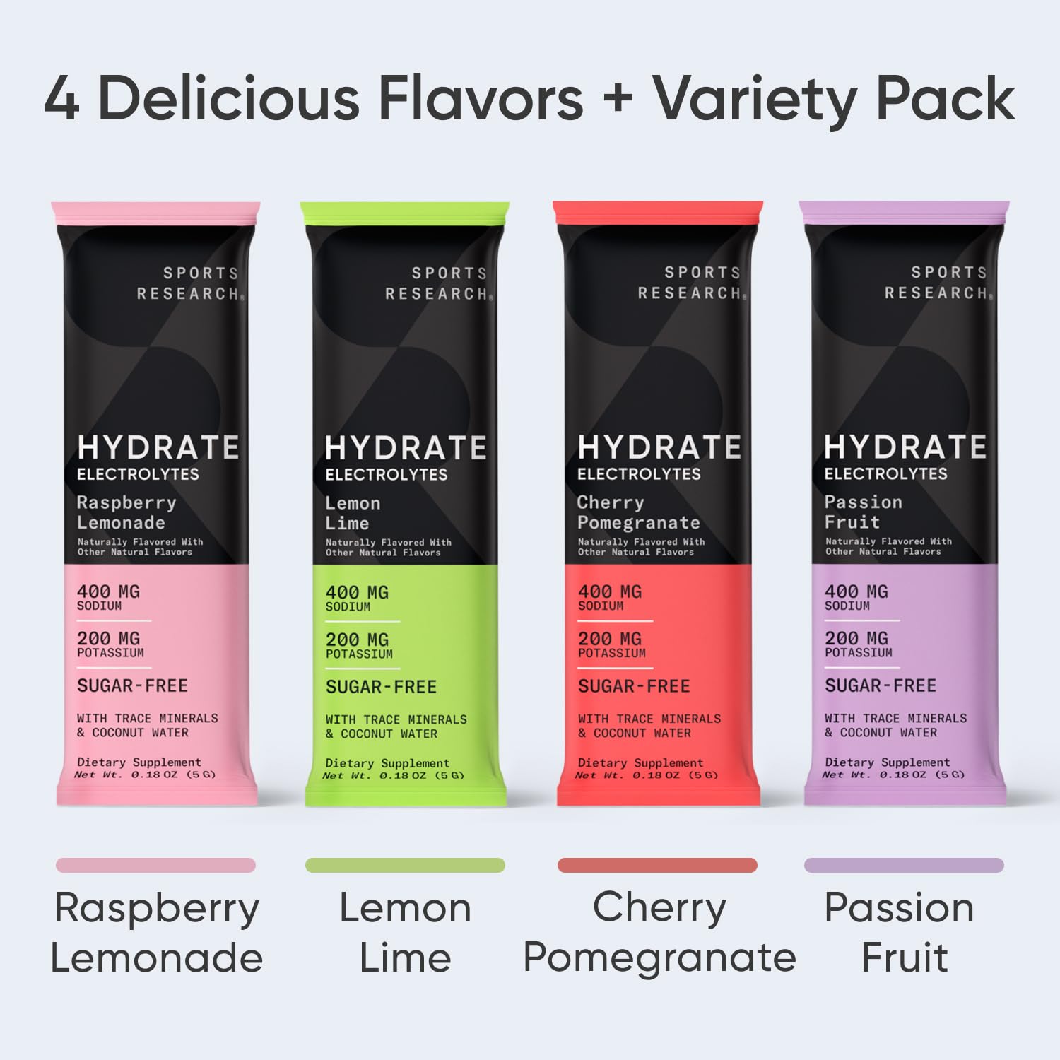 Sports Research Hydrate Electrolytes Powder Packets - Sugar-Free & Naturally Flavored Sports Research Au supplements