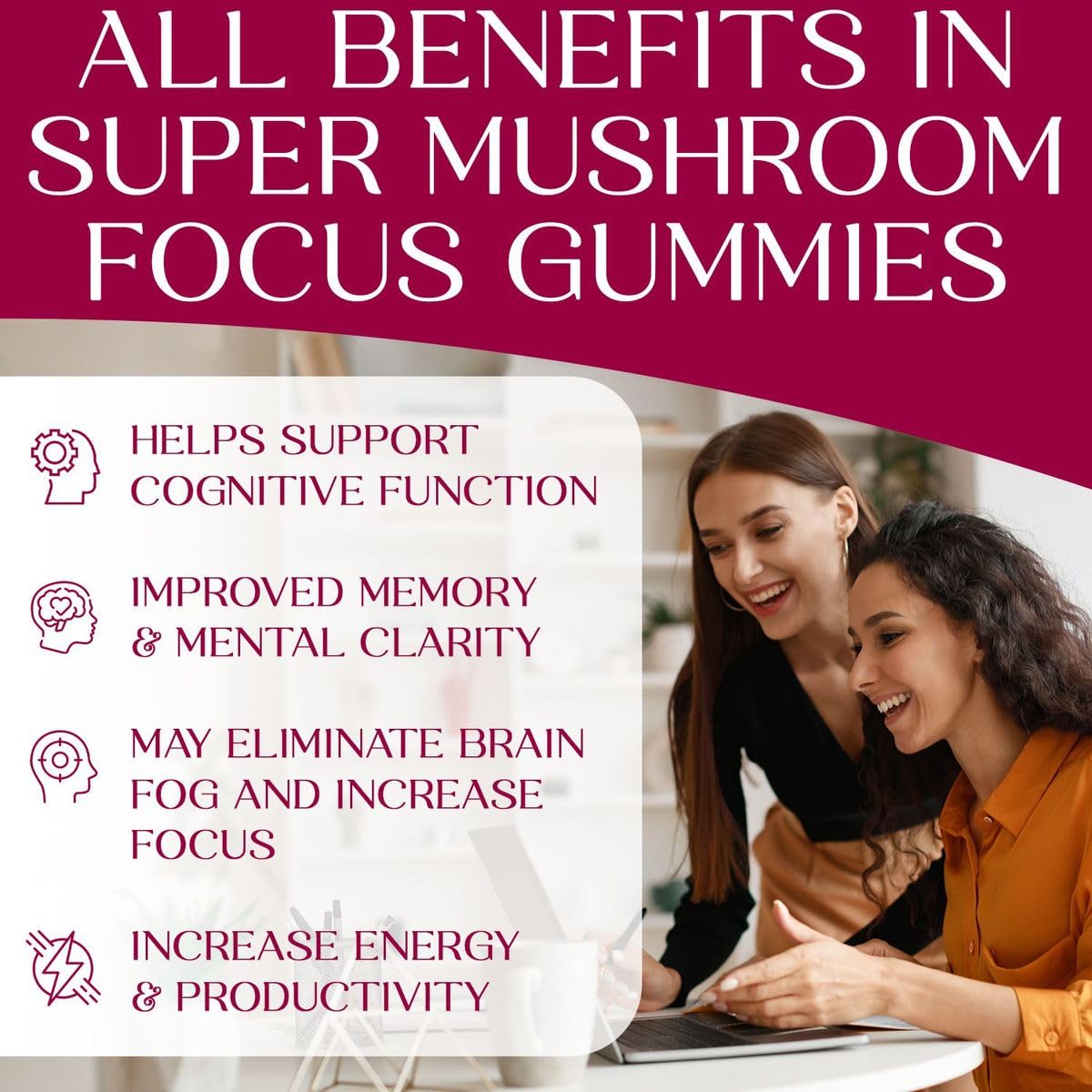 Auri Nutrition Super Mushroom Focus Gummies w/Lion's Mane, Alpha GPC & Rhodiola – Mushroom Supplement to Support Cognitive Function, Mental Clarity, Focus & Energy