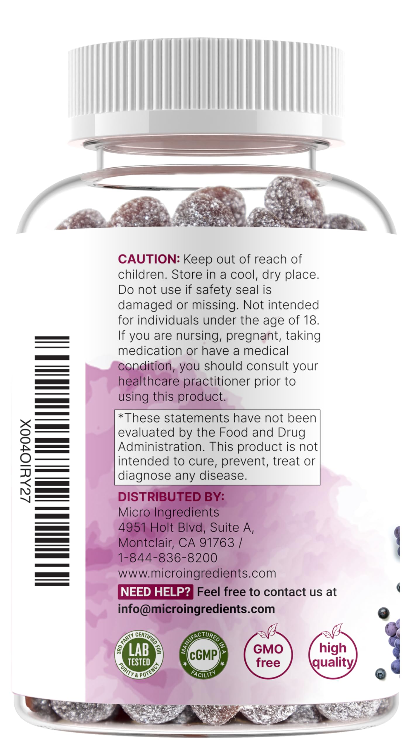 Magnesium Glycinate Gummies 400mg Per Serving, 120 Count | Natural Grape Blueberry Flavor | Potent Elemental Form + Chelated for High Absorption | Healthy Muscle, Bones, & Mood Support Supplement Micro Ingredients Au supplements