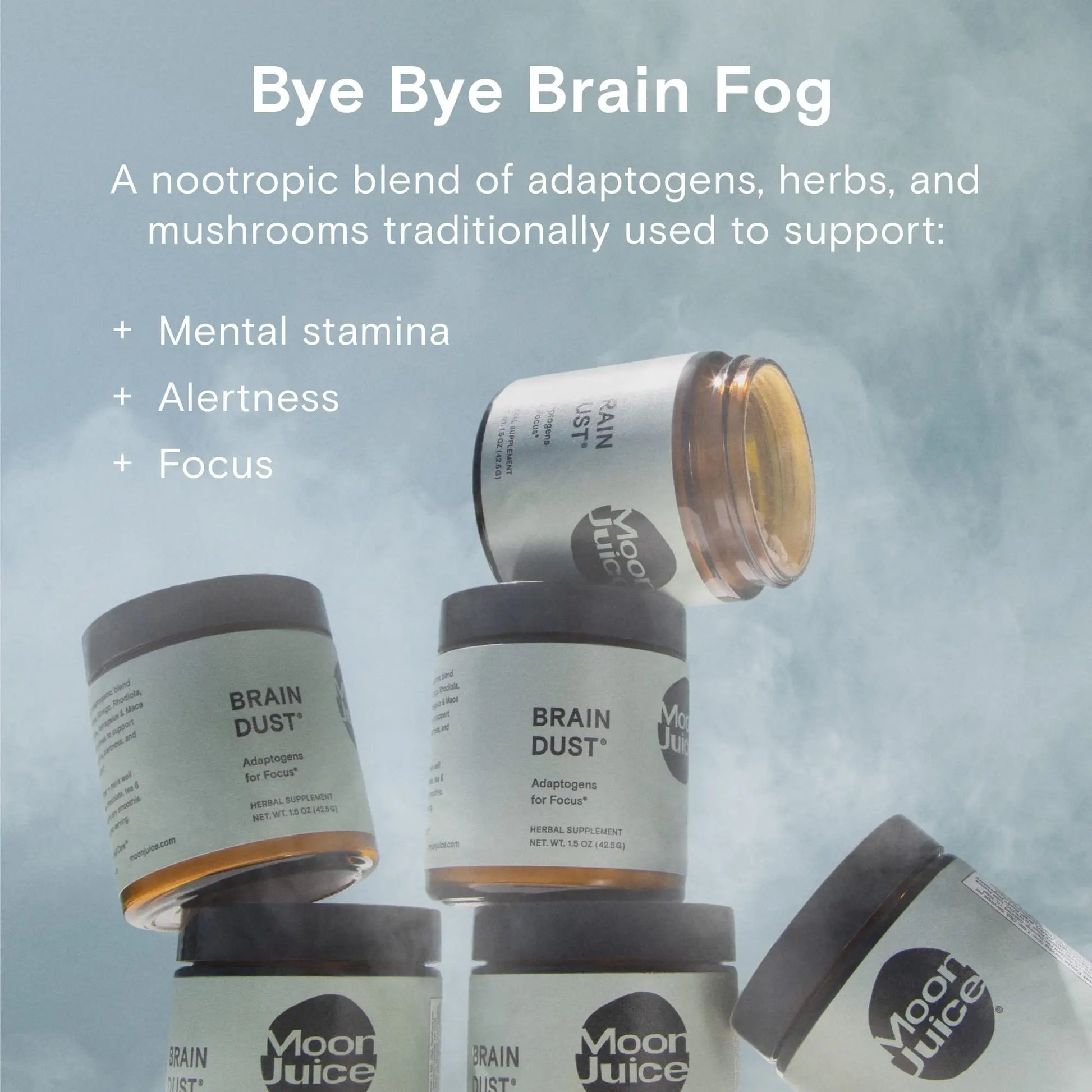 Moon Juice Brain Dust - Adaptogenic Mushroom Supplement for Memory & Focus - Lion’s Mane, Ginkgo Biloba & Ashwagandha - Caffeine-Free, Vegan Brain Supplement - 1.5 oz Moon Juice Au supplements