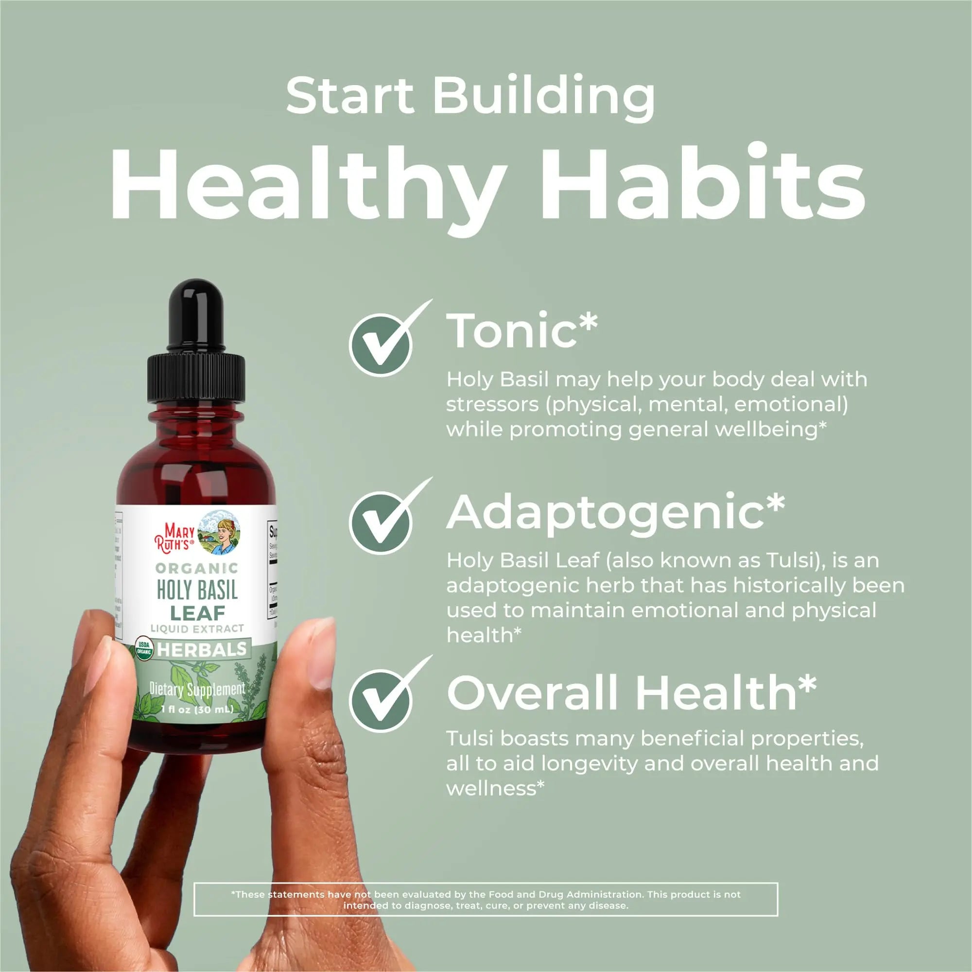 MaryRuth Organics Holy Basil Sugar Free | Tulsi Holy Basil Herbal Liquid Drops | Antioxidant | Cognitive Function | Digestive Support | Energy Levels | Vegan | Non-GMO | 1 Fl Oz MARYRUTH'S Au supplements