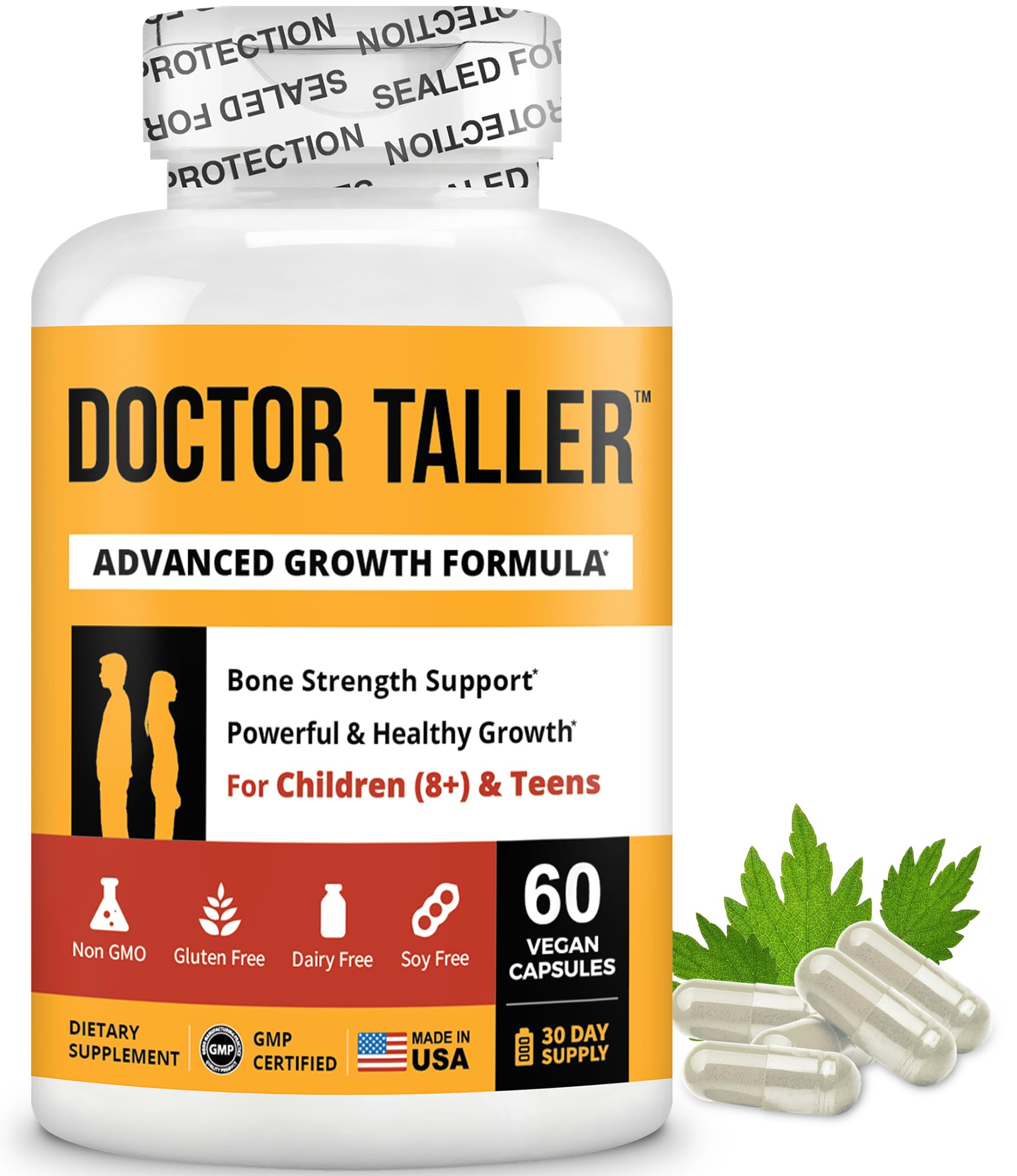 NuBest Doctor Taller - Bone Strength Supports, Enhance Immune System - Keto with Calcium, Vitamin D3, Vitamin K2, Amino Acids & Herbs for Children (8+) - 60 Vegan Capsules | 1 Month Supply NuBest Au supplements