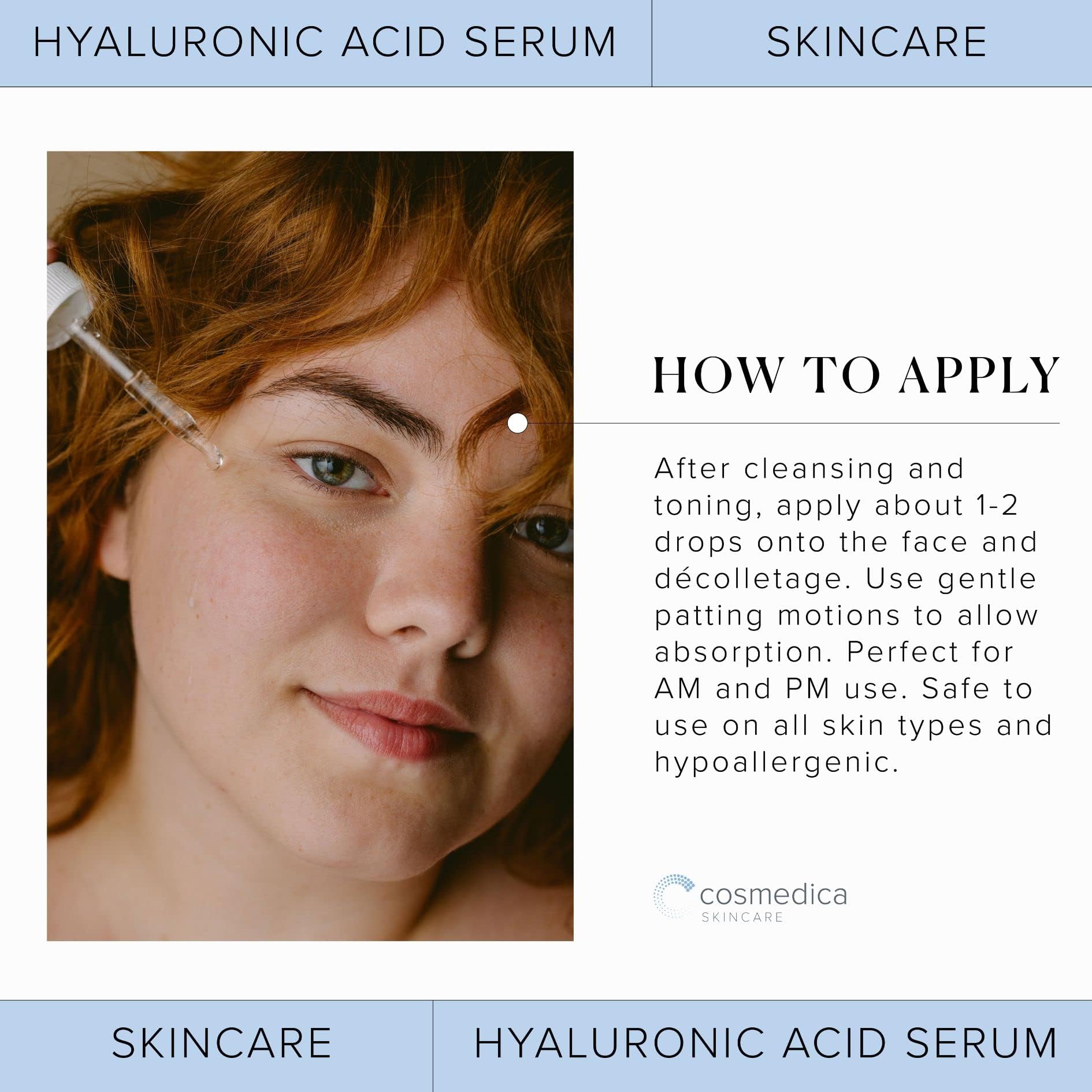 Hyaluronic Acid Serum for Skin 100% Pure Anti Aging Serum Intense Hydration Cosmedica Skincare Au supplements