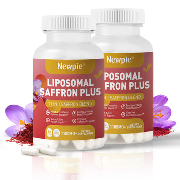 Newpie Saffron Supplements - 100% Pure Saffron Extract Capsules - Natural Mood Enhancer, Supports Eye & Heart Health, Boosts Energy - Premium Supplement for Women & Men（60 Servings (2) Newpie Au supplements