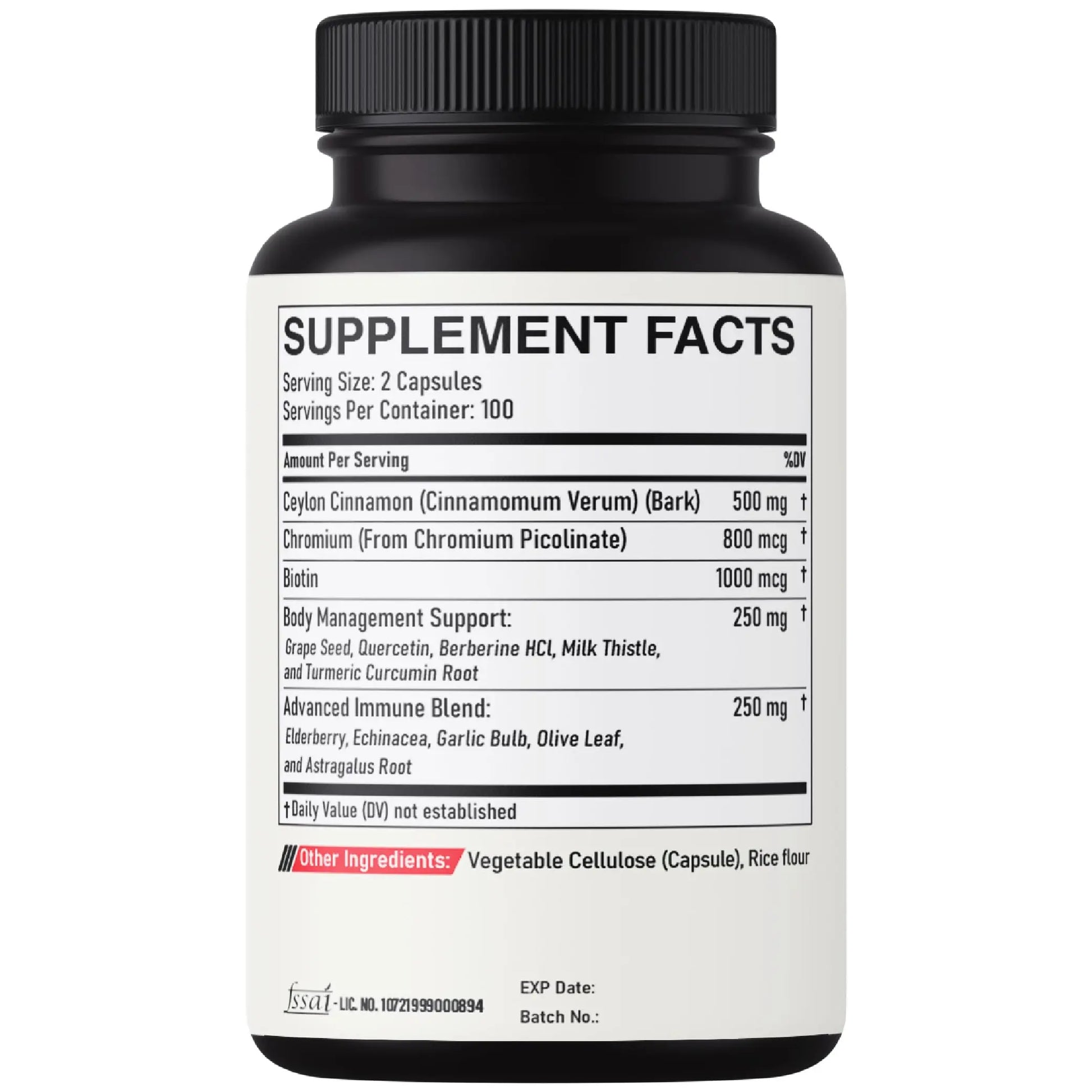 DEDICAD 13in1 Ceylon Cinnamon Capsules - 200 Capsules with Chromium Picolinate, Biotin, Grape Seed, Elderberry & More DEDICAD Au supplements