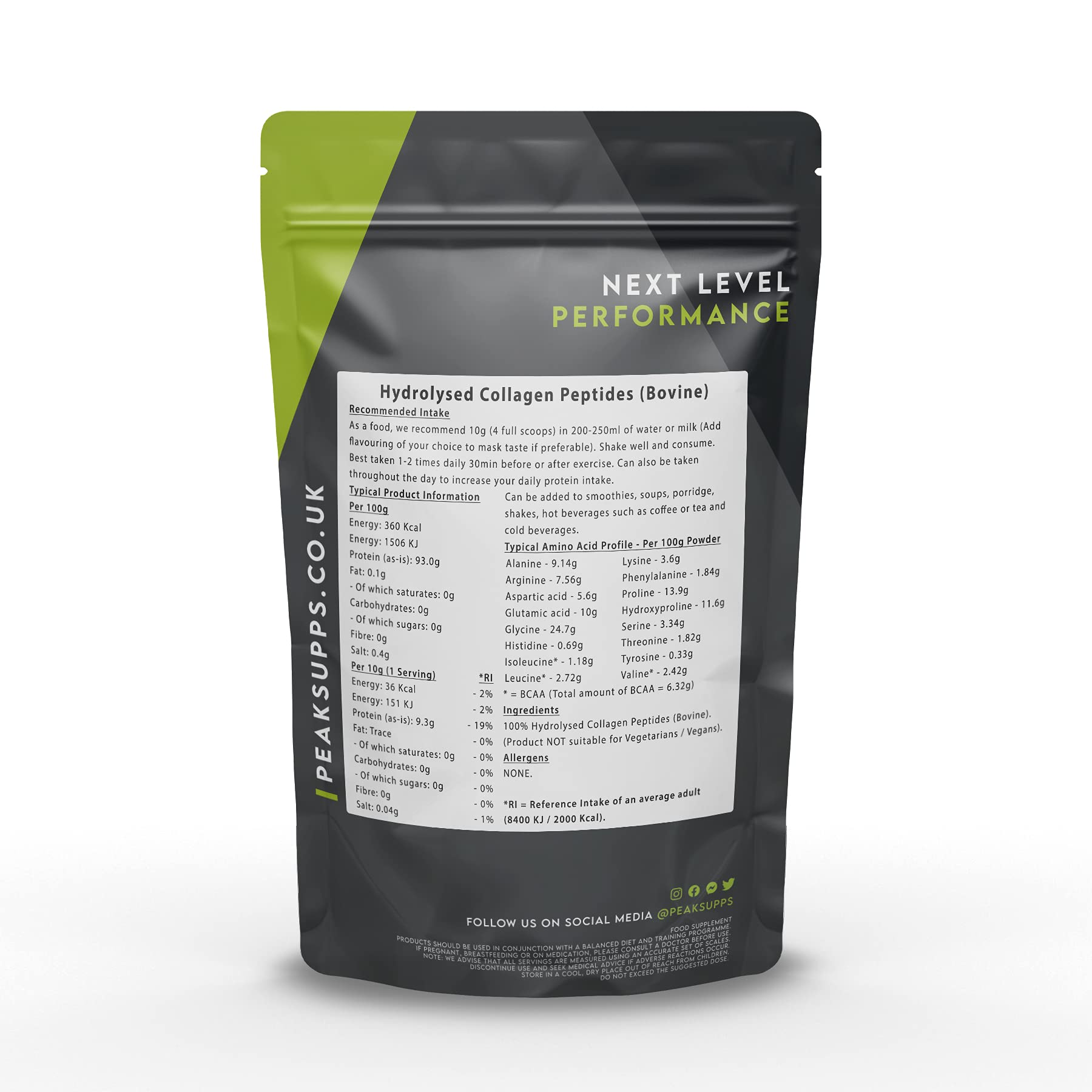 Grass Fed Collagen Powder | Pure Hydrolysed Bovine Protein Peptides (1Kg) Peak Supps Au supplements