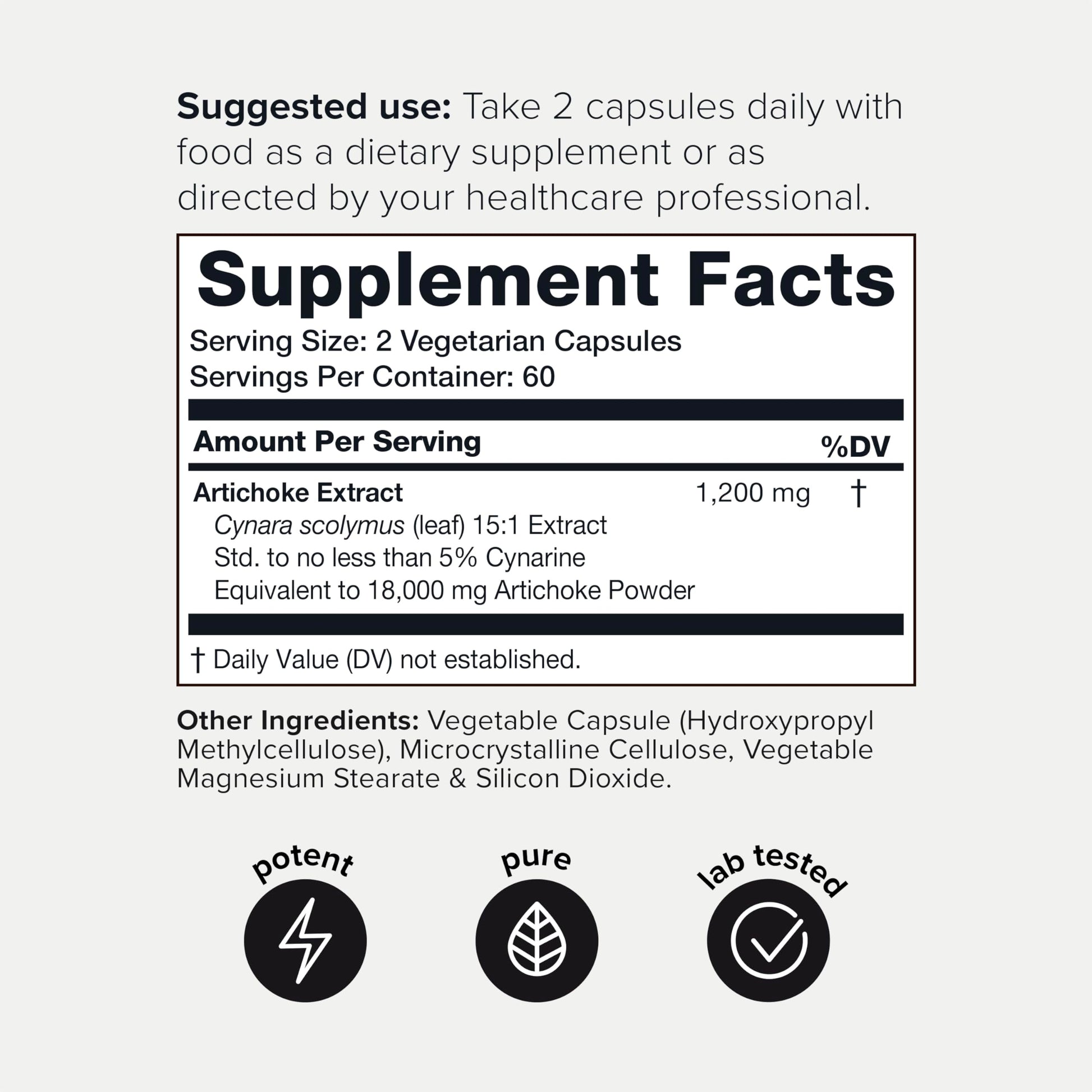 Artichoke Extract Capsules (18000mg) with 60mg of Cynarine - Digestion and Liver Toniiq Au supplements
