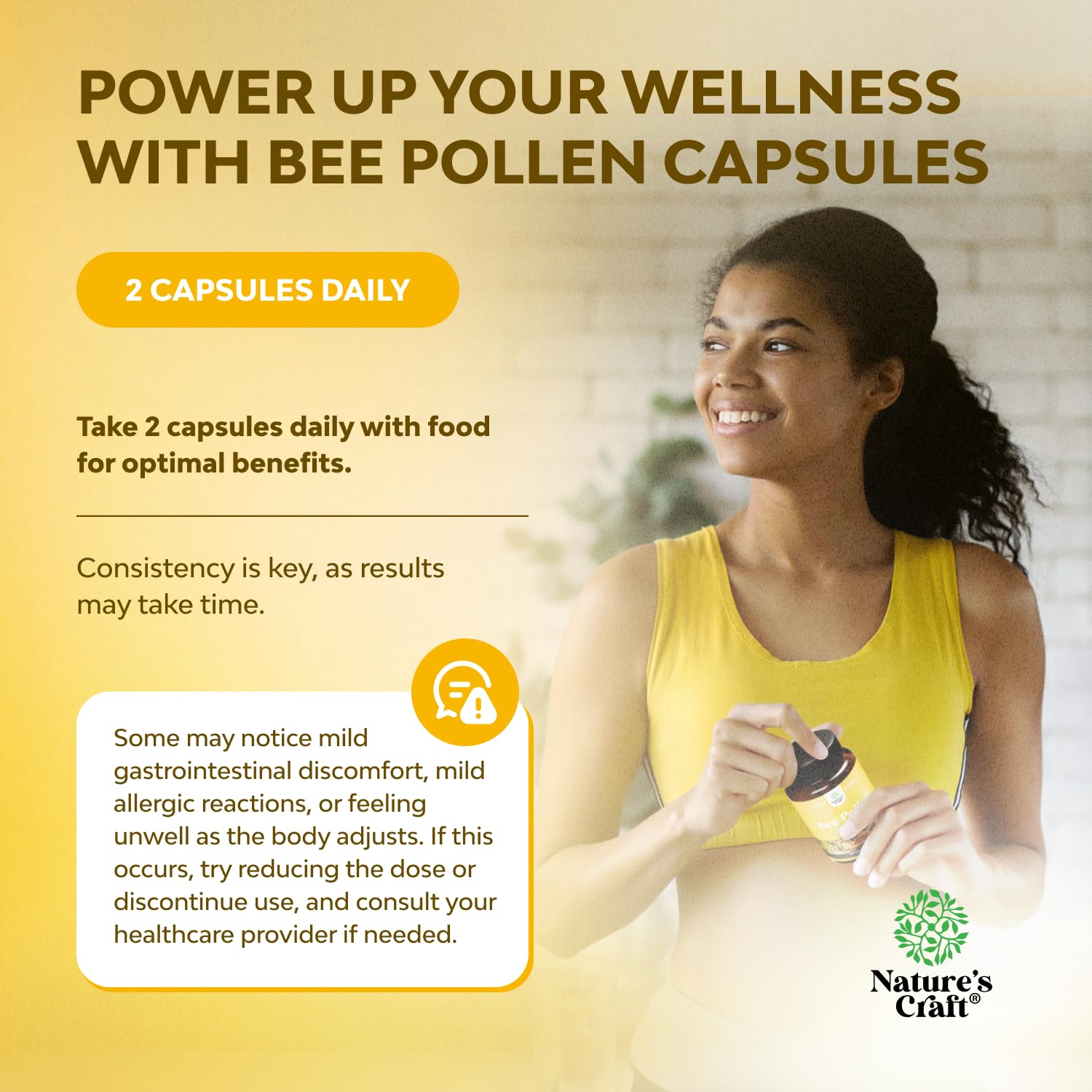 Bee Pollen Pills for Breast Growth 180 Ct - Bee Pollen Supplement 1000mg Serving with Naturally Occurring B Vitamins Minerals & Enzymes - Breast Support Supplement - Vegetarian Non-GMO & Gluten Free Natures Craft Au supplements