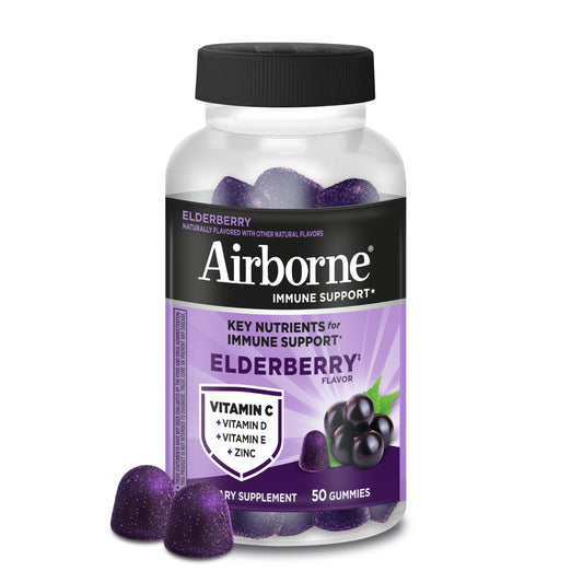 Airborne Elderberry + Zinc & Vitamin C Gummies For Adults, Immune Support Vitamin D & Zinc Gummies With Powerful Antioxidant Vitamins C D & E AirborneUS supplements