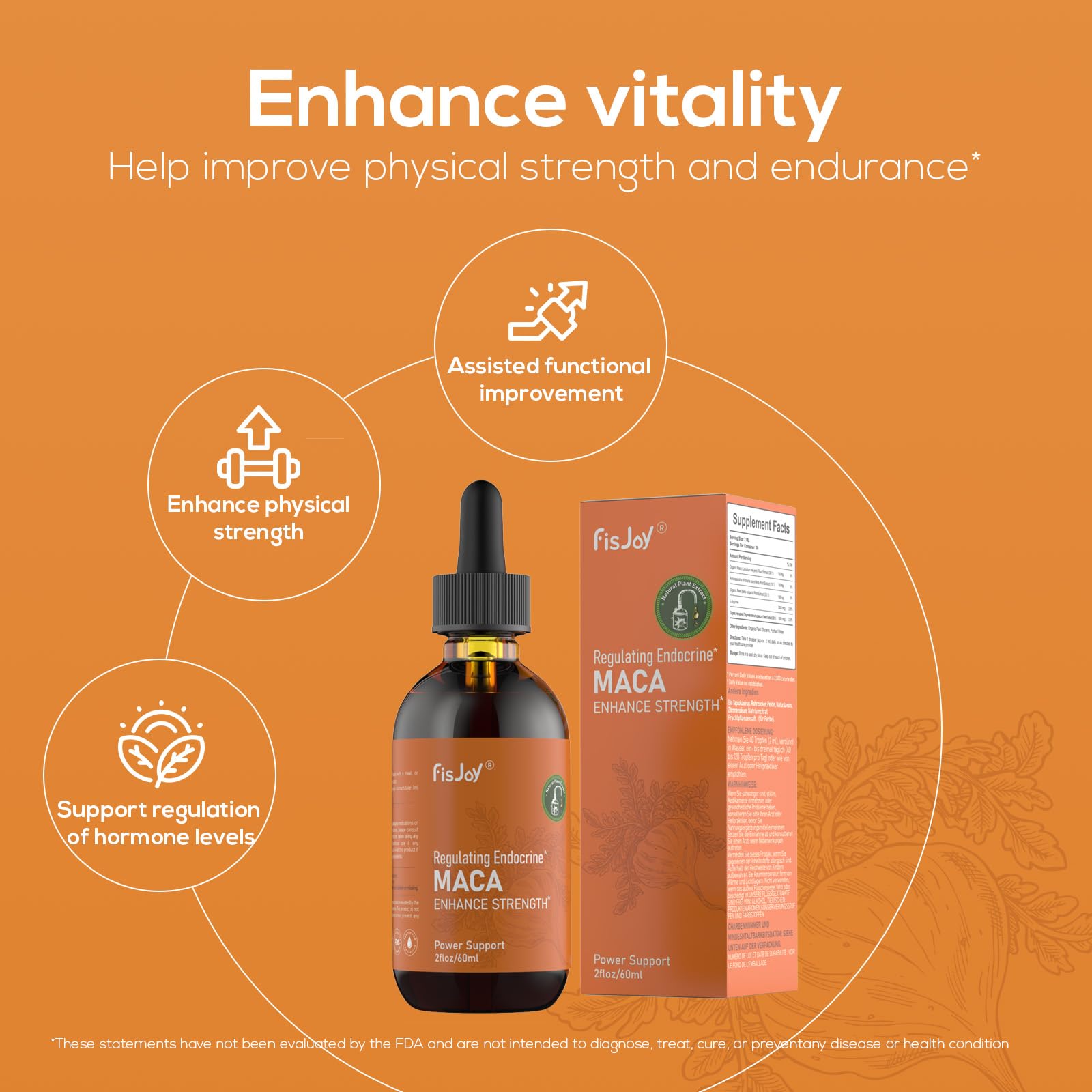 Fisjoy Organic Maca Liquid Drops with Ashwagandha & Beet Root – Supports Daily Vitality & Overall Wellness – Non-GMO, Vegan Herbal Supplement, 2 fl oz (60 mL) Fisjoy Au supplements