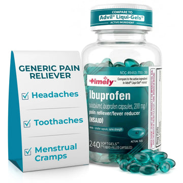 TIME-CAP LABS, INC. Timely Ibuprofen 200mg - 240 Liquid Mini Softgels - Headache Relief, Menstrual Pain, Tooth Ache Muscular Aches & Arthritis Pain TIME-CAP LABS, INC. Au supplements