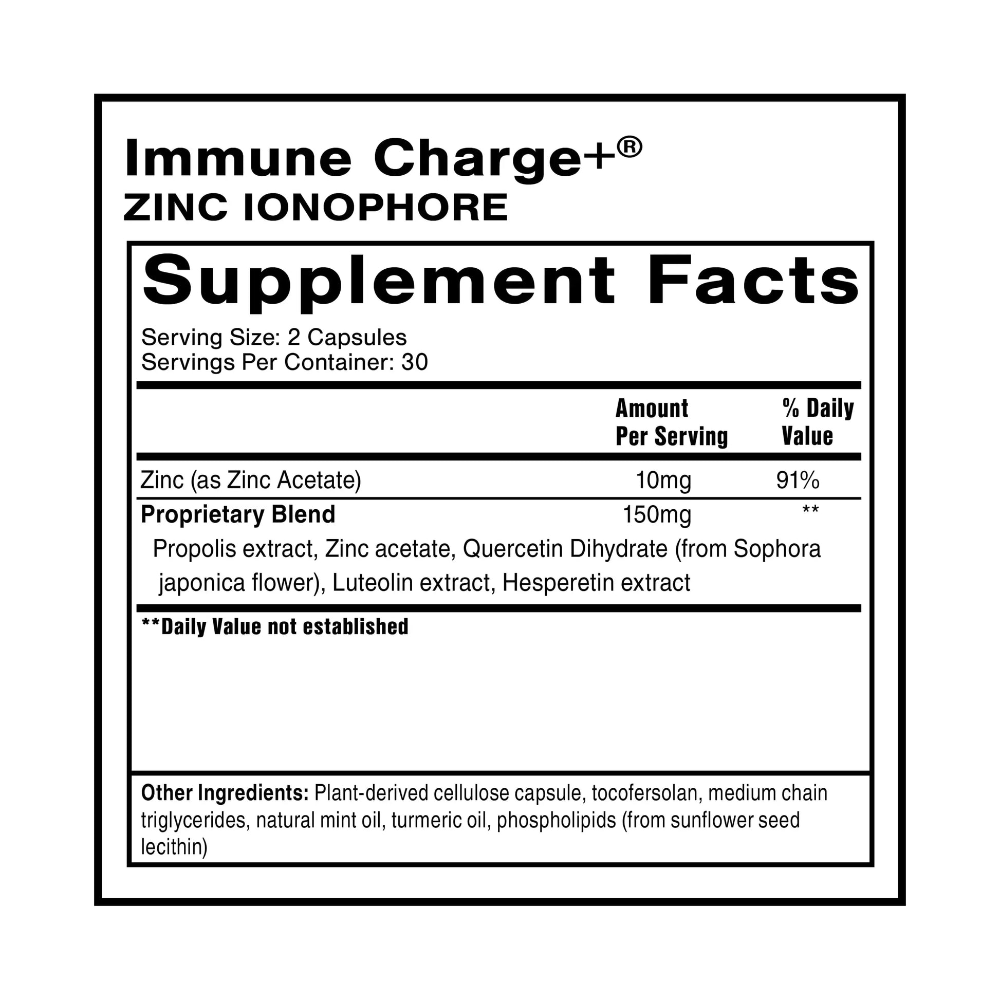 Quicksilver Scientific Immune Charge+ Zinc Ionophore - Zinc Supplement Complexed with Quercetin, Luteolin, Hesperetin Immune + GI Support (60 Capsules) Quicksilver Scientific Au supplements
