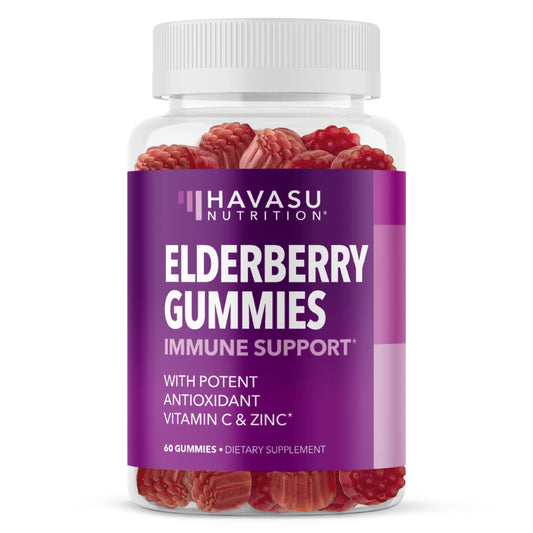 Sambucus Elderberry Gummies for Adults - Immune Support Supplement with Vitamin C and Zinc - Enhanced Formula for Daily Defense - 60 Count HAVASU NUTRITIONUS supplements