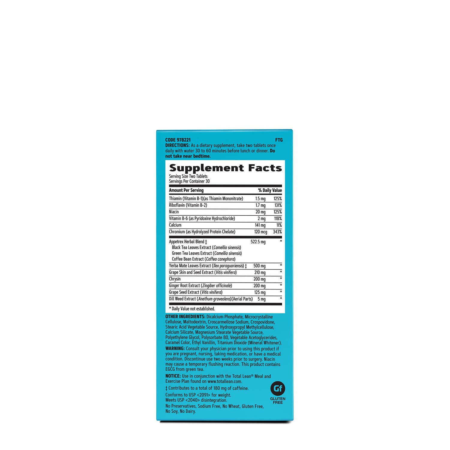 GNC Total Lean Appetrex Control | Clinically Shown to Reduce Calorie Intake | 60 Tablets GNC Au supplements