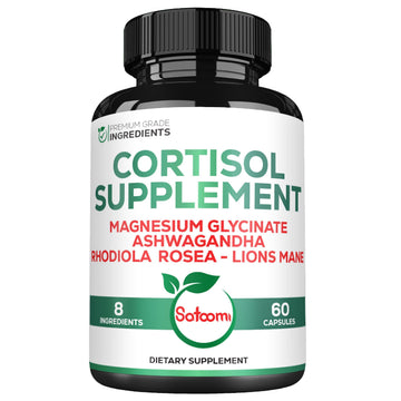 Satoomi 8in1 Cortisol Manager with Magnesium Glycinate, Ashwagandha, Rhodiola Rosea, Lions Mane & More - Cortisol Reducer Supplement Men & Women - 60 Capsules Satoomi Au supplements