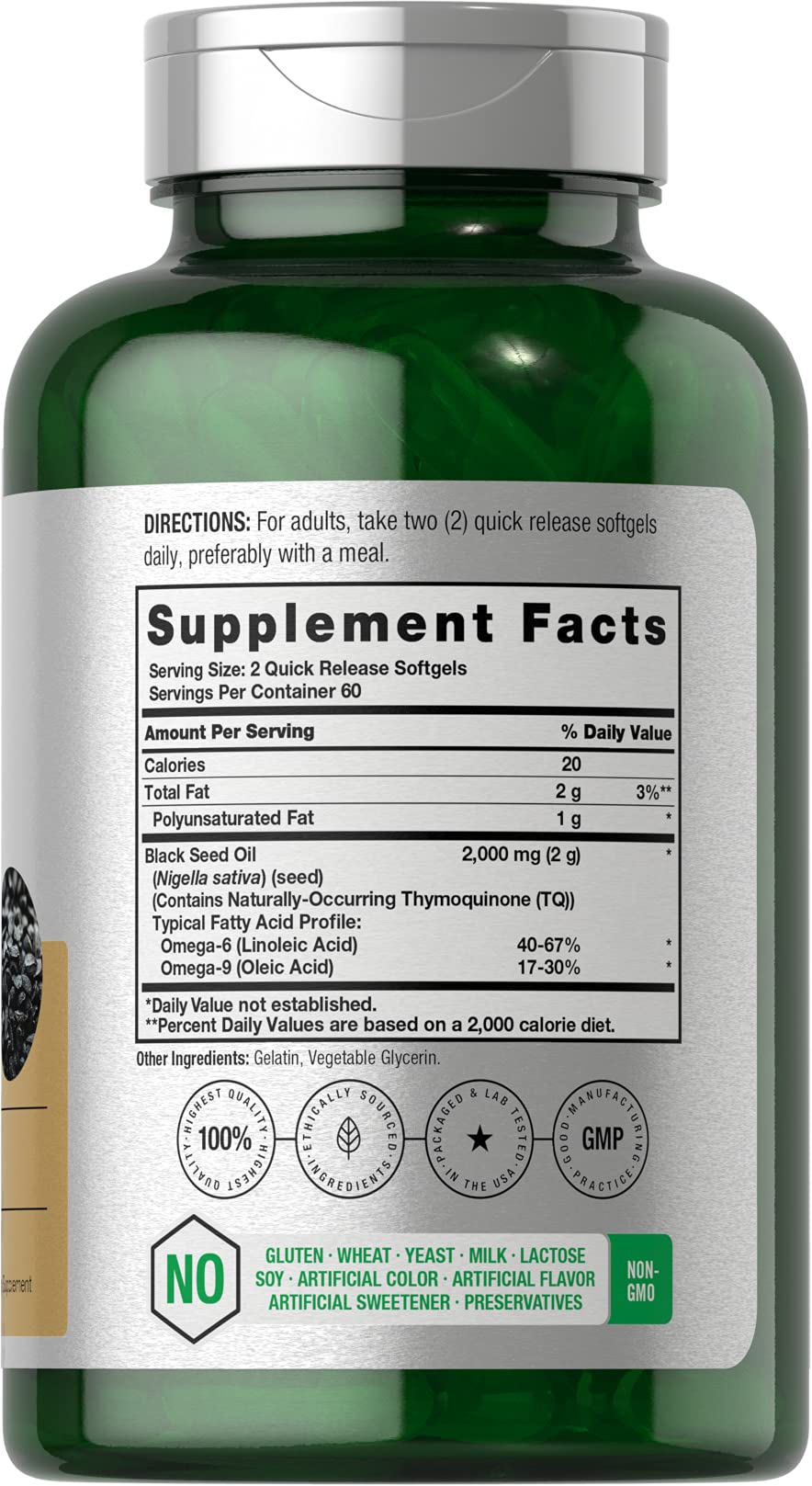 Black Seed Oil 2000mg | 120 Softgel Capsules | Cold Pressed Nigella Sativa Pills Horbäach Au supplements