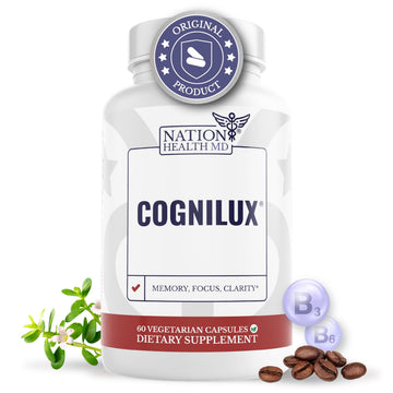 NATION HEALTH MD Cognilux - Brain Supplements for Memory and Focus - Nootropic Focus Supplement with Niacin, Vitamin B6, GABA and More - Memory Supplement for Brain, Brain Health NATION HEALTH MD Au supplements