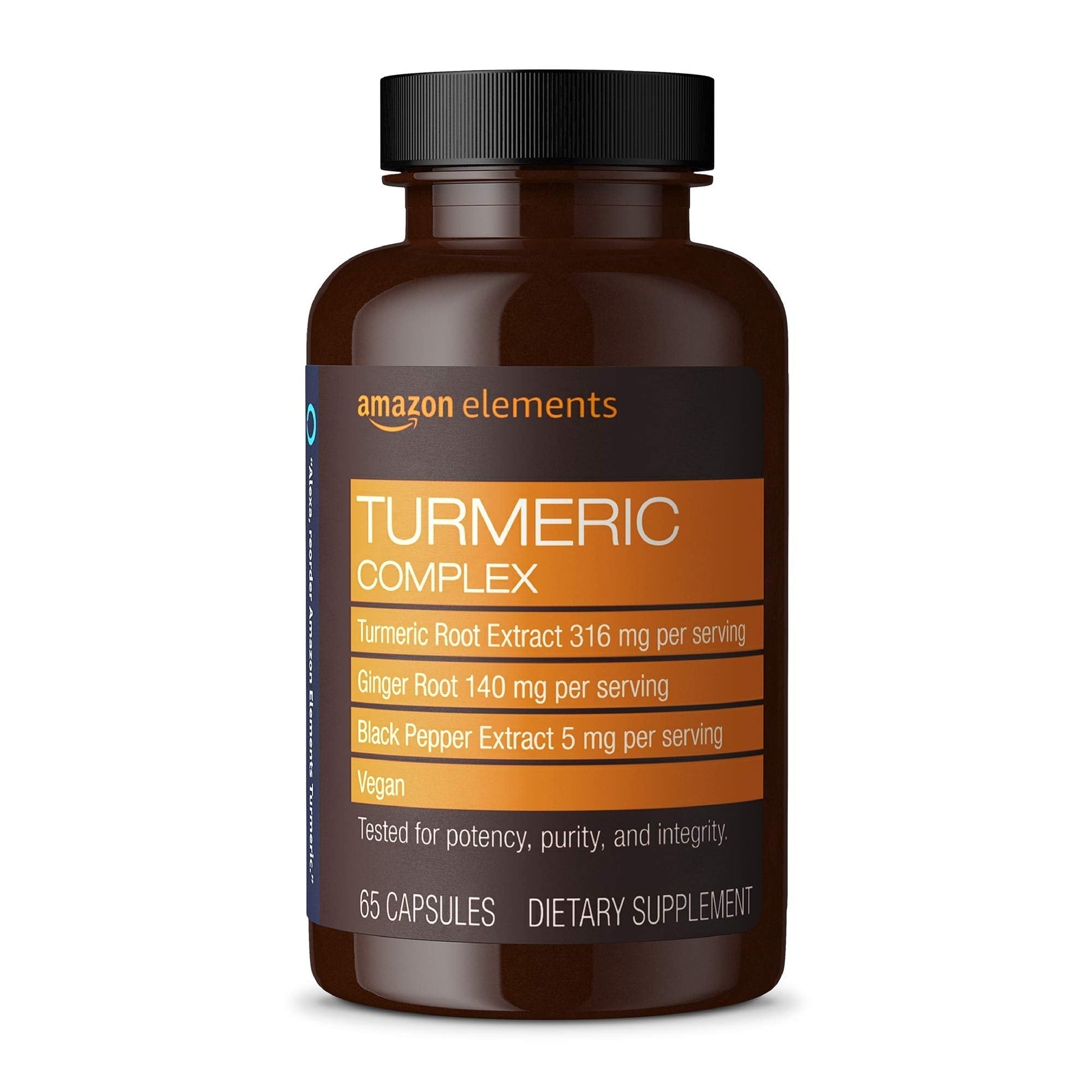 Amazon Elements Turmeric Complex, 316 mg Curcumin, 140 mg Ginger, 5 mg Black Amazon Elements Au supplements