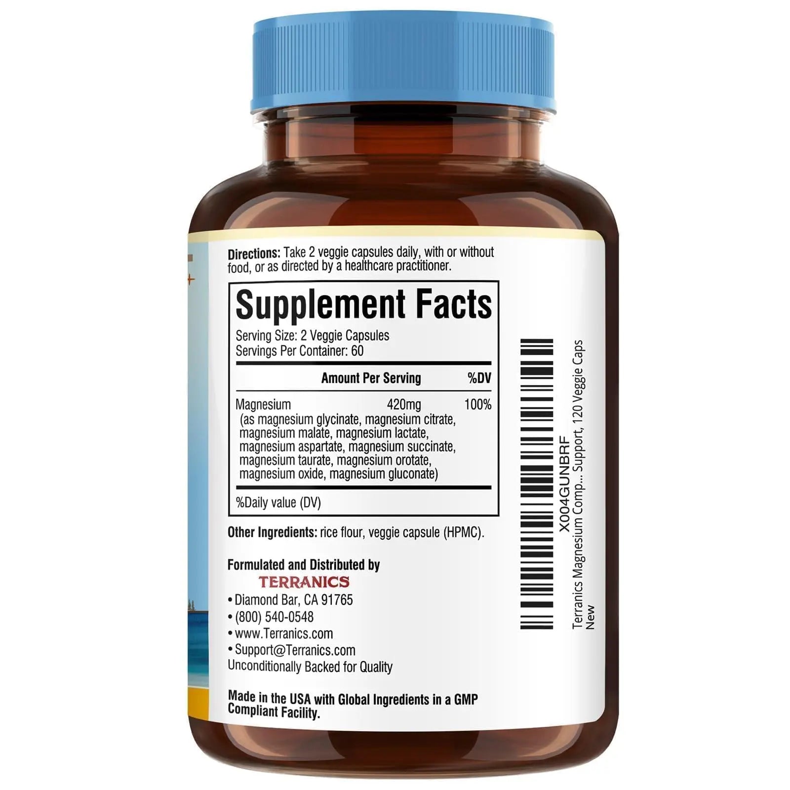 Terranics Magnesium Complex Supplement 420mg, 10-in-1 Full-Spectrum Formula, Glycinate, Citrate, Malate & More, Max Absorption, Bone and Heart Support, 120 Veggie Caps Terranics Au supplements
