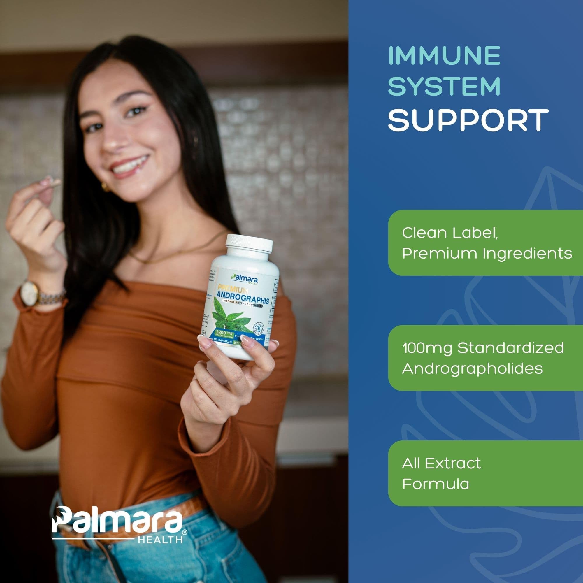 Palmara Health Premium Andrographis Paniculata Extract 1,200mg with 100mg Andrographolides Vegan Capsules for Immune & Digestive Support, Non-GMO, Gluten Free, Herbal Dietary Supplement Palmara Health Au supplements