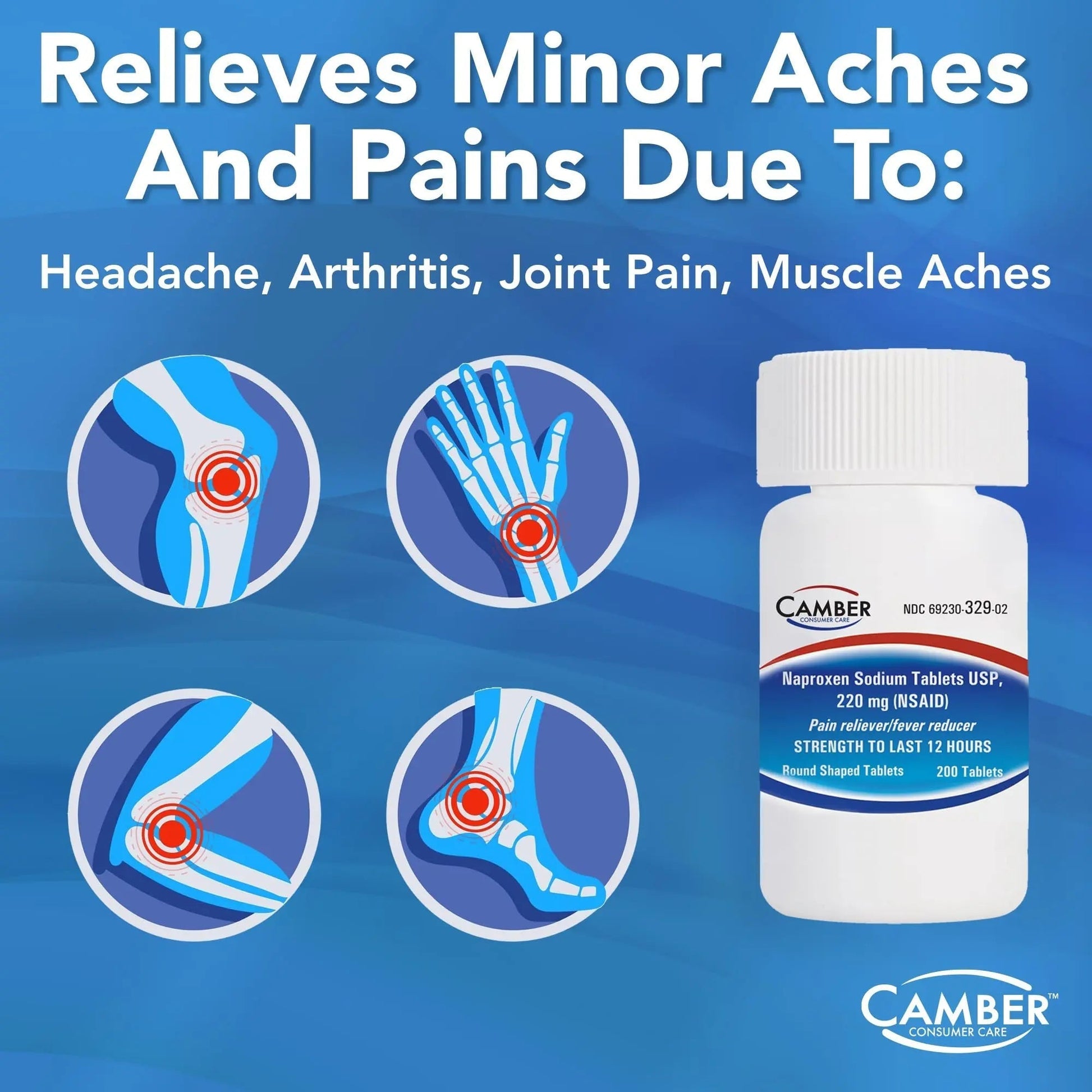 Camber Naproxen Sodium, 220 mg - Pain Reliever and Fever Reducer (500 Count) CAMBER PHARMACEUTICALS, INC Au supplements