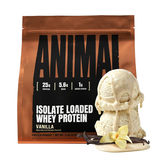 Animal Whey Isolate Protein Powder - Loaded for Pre & Post Workout Muscle Builder and Recovery with Digestive Enzymes for Men & Women - 25g Protein, Great Taste, Low Sugar - Vanilla 2 lbs AnimalUS supplements