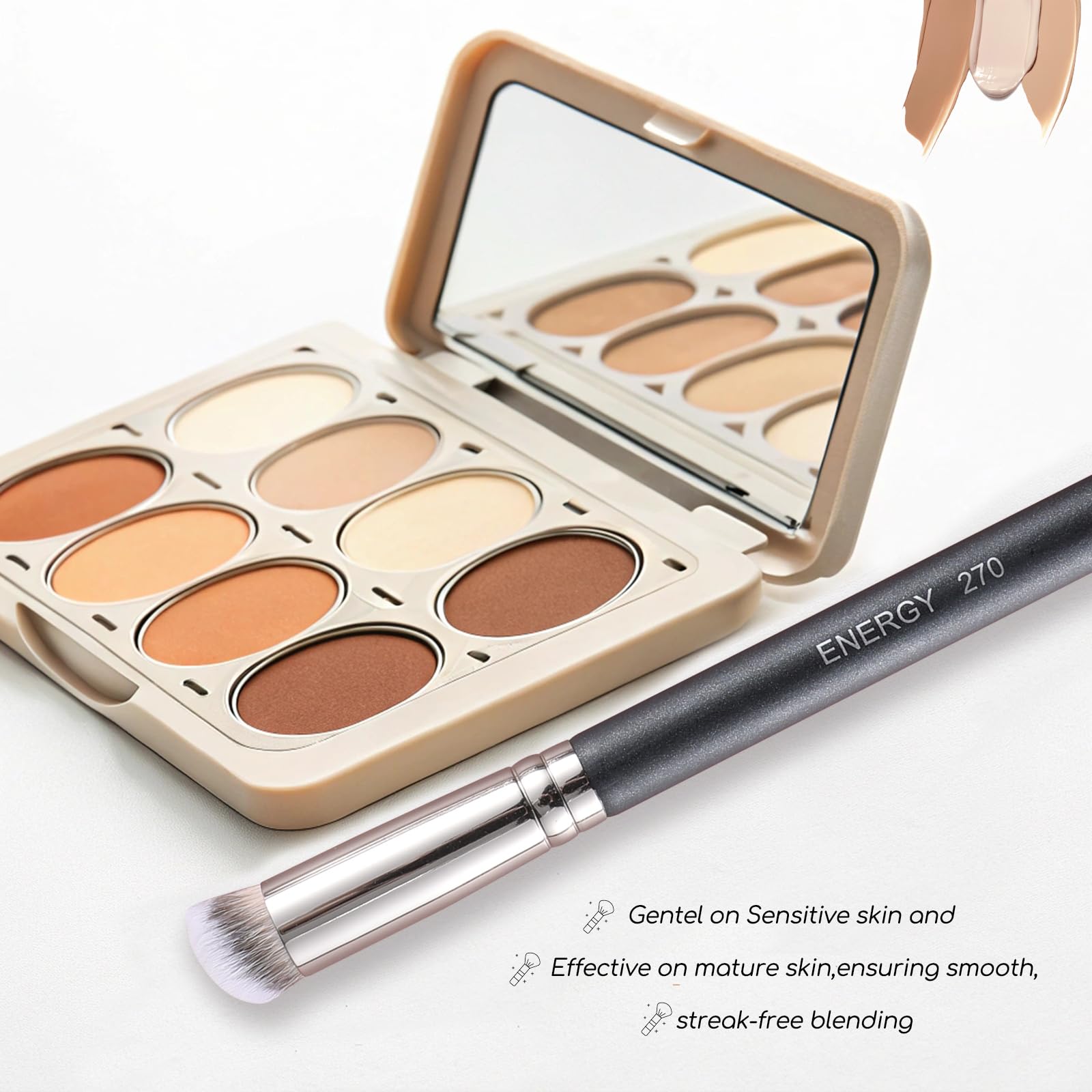 ENERGY Concealer Brush Under Eye Mini Angled Flat Top Kabuki Nose Contour Brush for Concealing Blending Setting Buffing with Powder Liquid Cream Cosmetic Pro Small Makeup Foundation brushes 270 ENERGY Au supplements