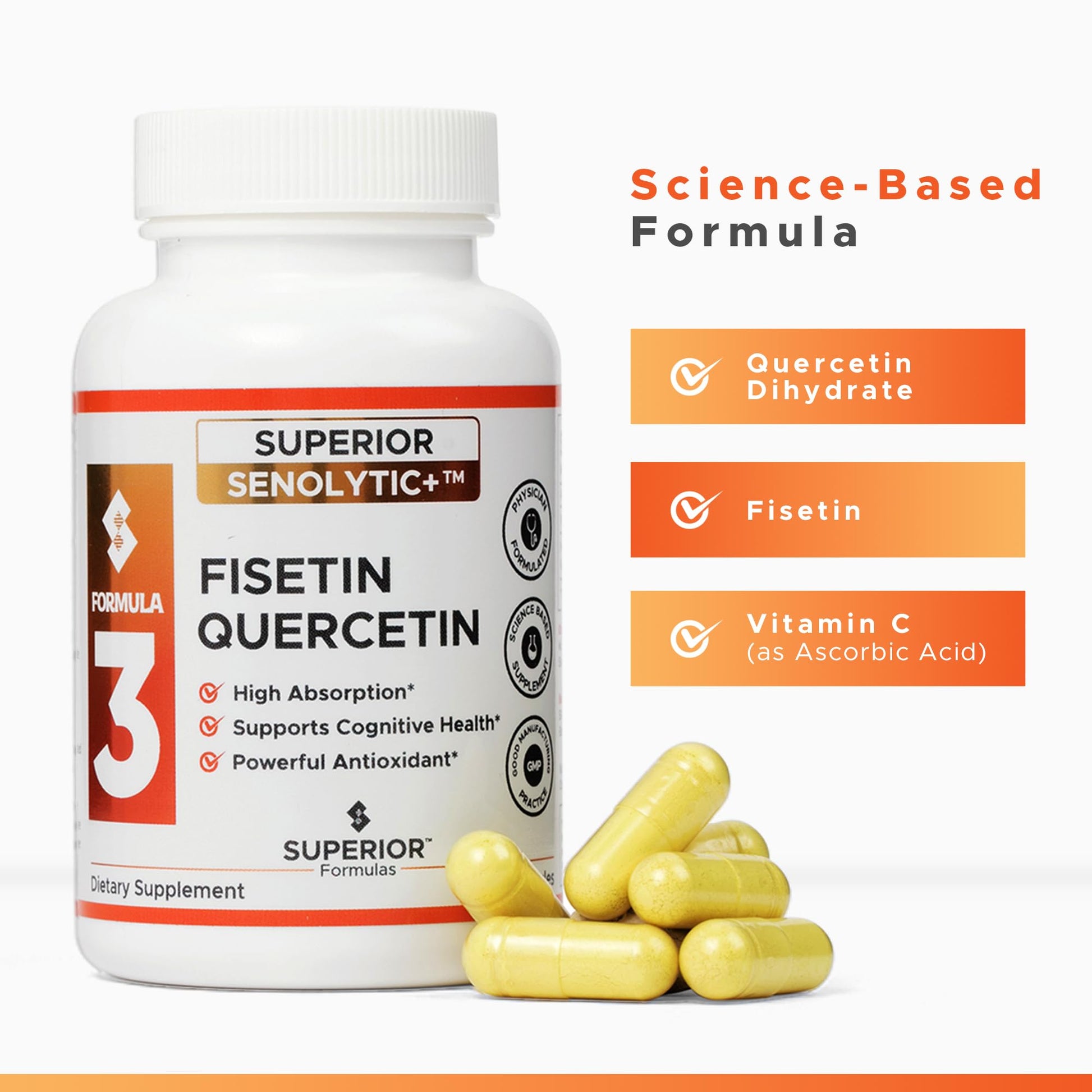 Superior Formulas | Superior SENOLYTIC+ | Fisetin-Quercetin Complex | Physician-Formulated and Science-Based Supplement for Adults 18+ | Promotes Cellular Repair | Boosts Longevity & Healthspan Superior Formulas LLC Au supplements