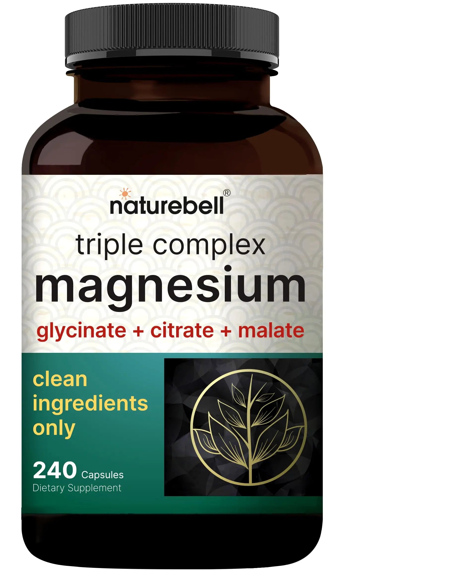 NatureBell Magnesium Complex for Women & Men 1,000mg Per Serving – 240 Capsules – Triple Magnesium Complex with Glycinate, Citrate & Malate – Chelated & Purified – Non‑GMO, Filler Free NatureBell Au supplements
